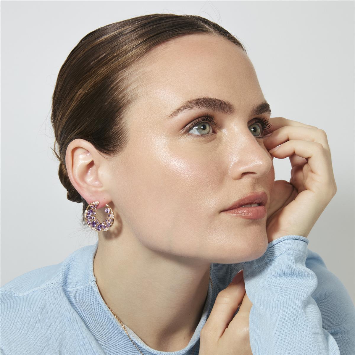 Rose gold-plated 18k Amethyst Zirconia Earrings - Sabach