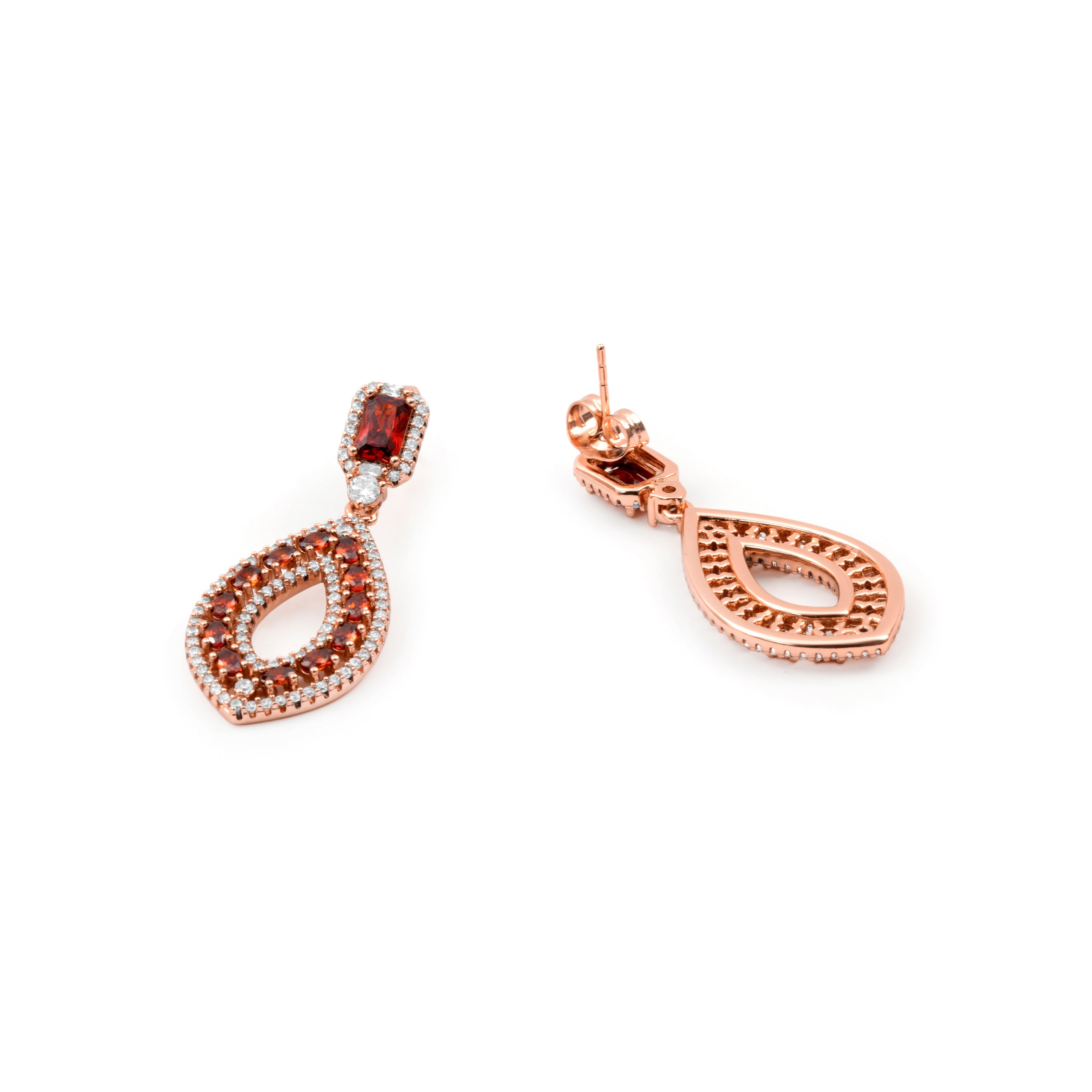 Pendientes de Circonita Ópalo de Fuego acabado en oro rosa de 18k - Kuam