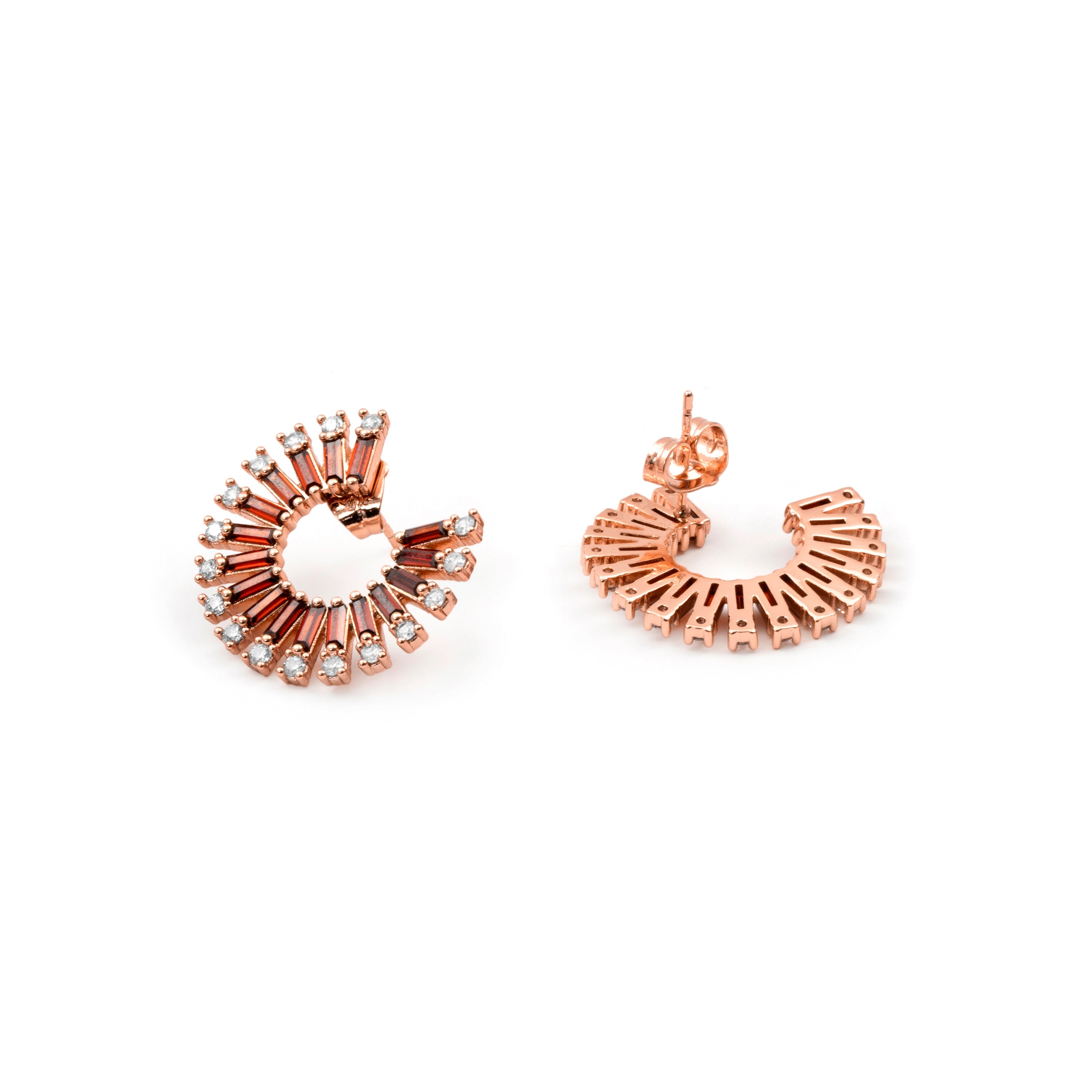 Pendientes de Circonita Ópalo de Fuego acabado en oro rosa de 18k - Umres