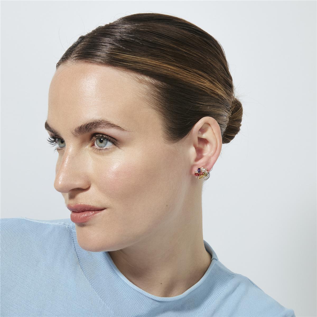 Rose Gold Plated 18k Multicolored Zirconia Earrings - Reyath
