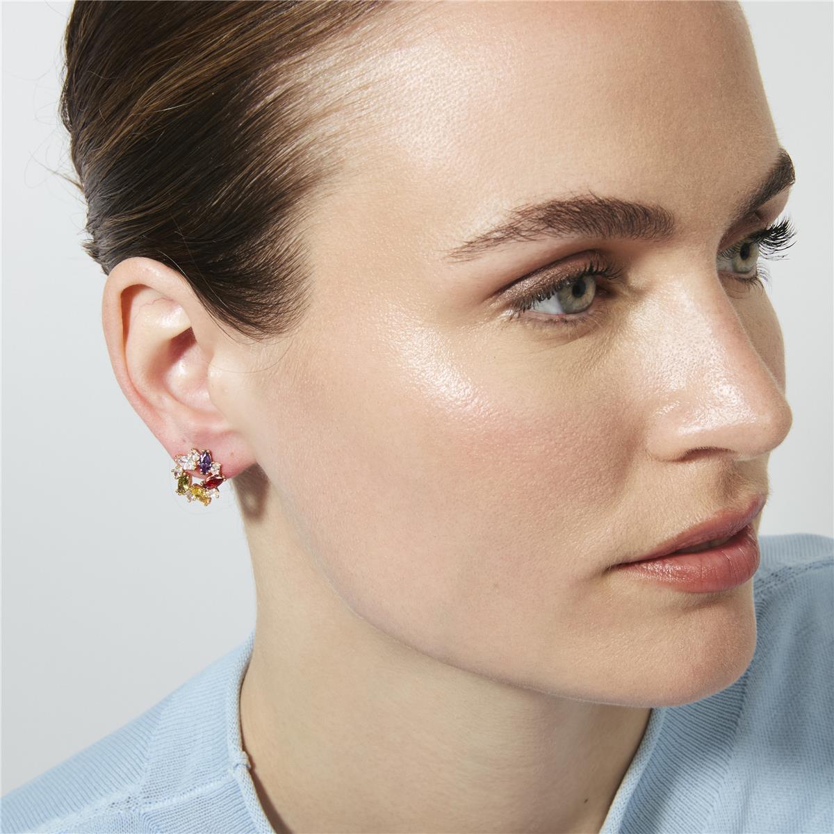 Rose Gold Plated 18k Multicolored Zirconia Earrings - Reyath
