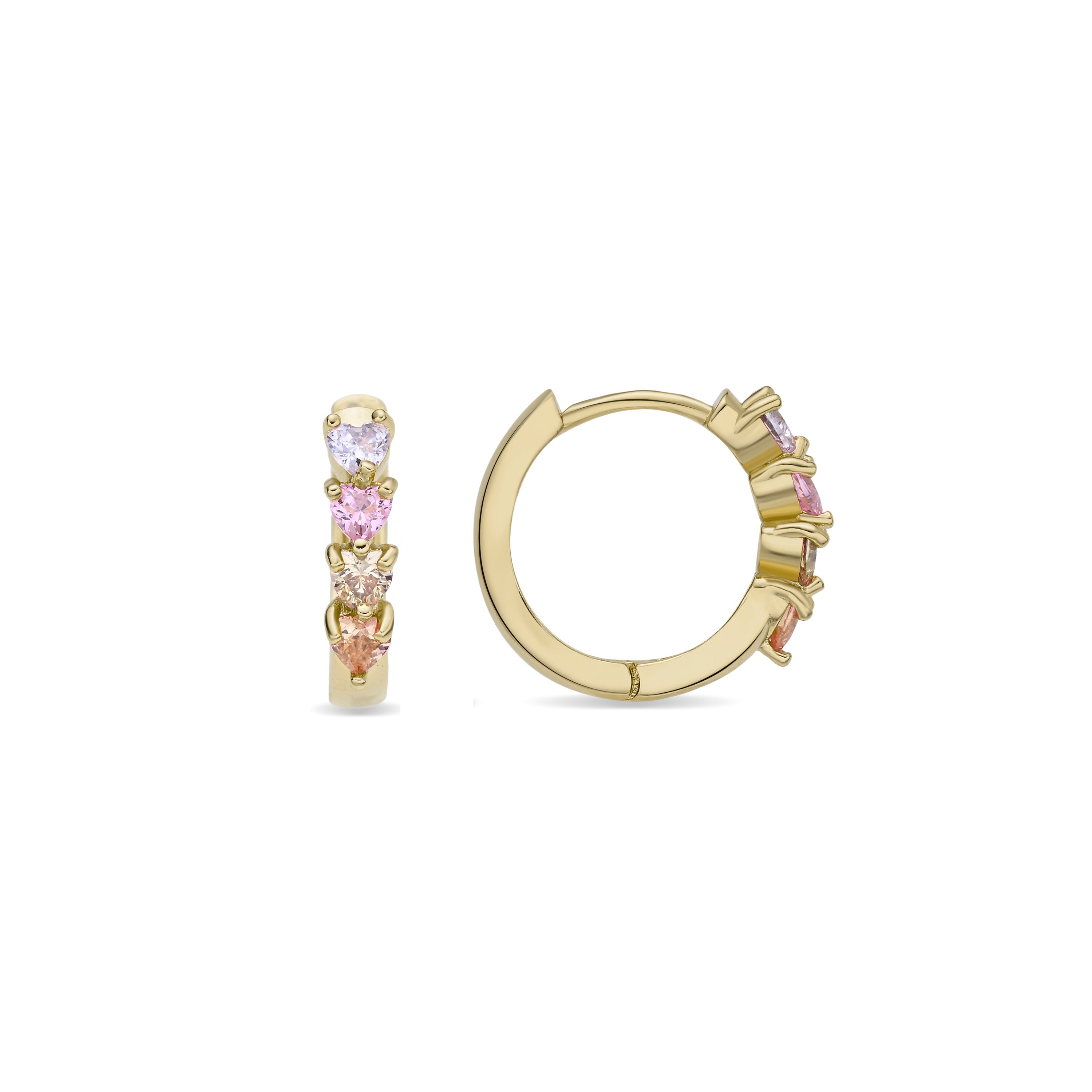 Multicolor Zirconia Stud Earrings, 18k Rose Gold Plated - Lakon