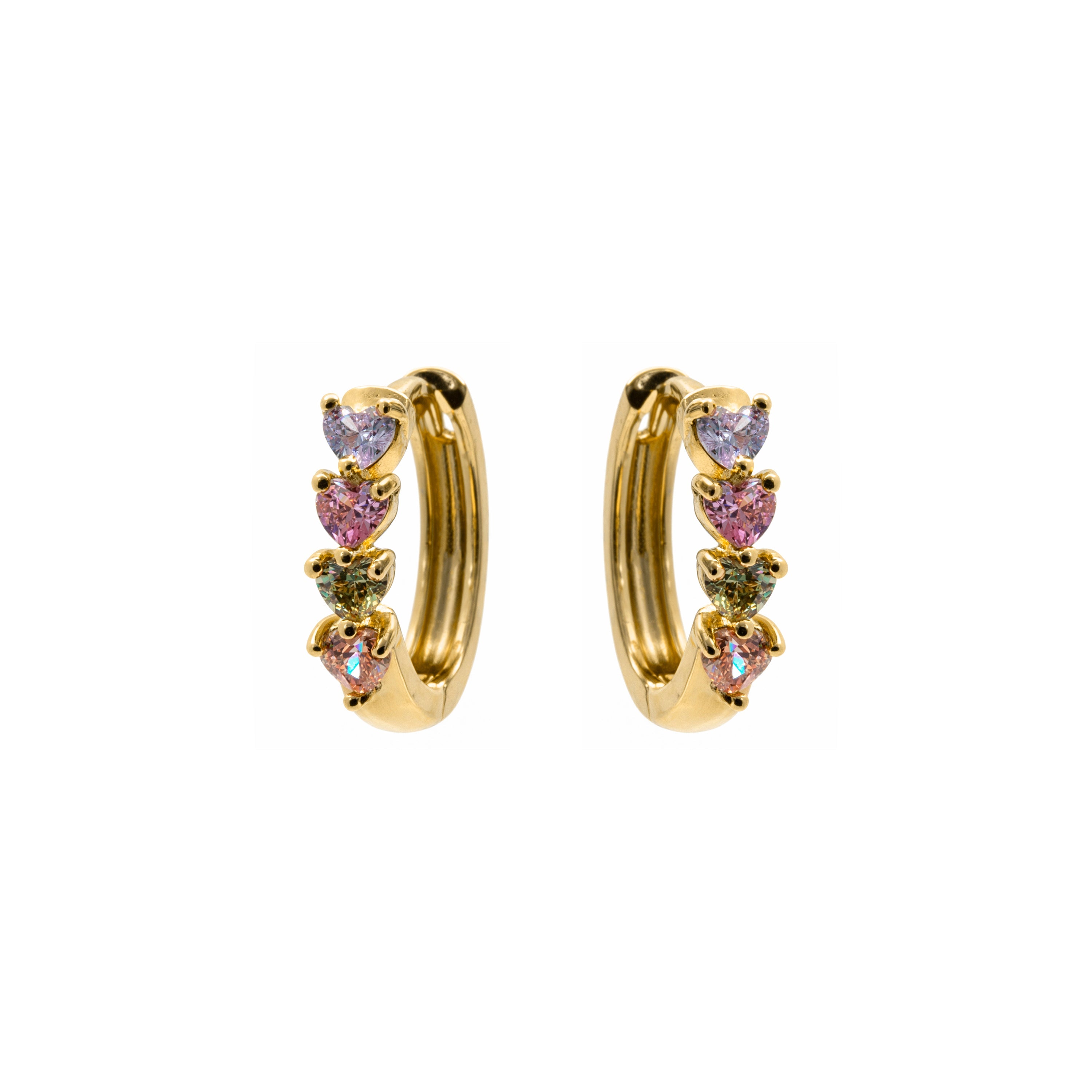 Multicolor Zirconia Stud Earrings, 18k Rose Gold Plated - Lakon