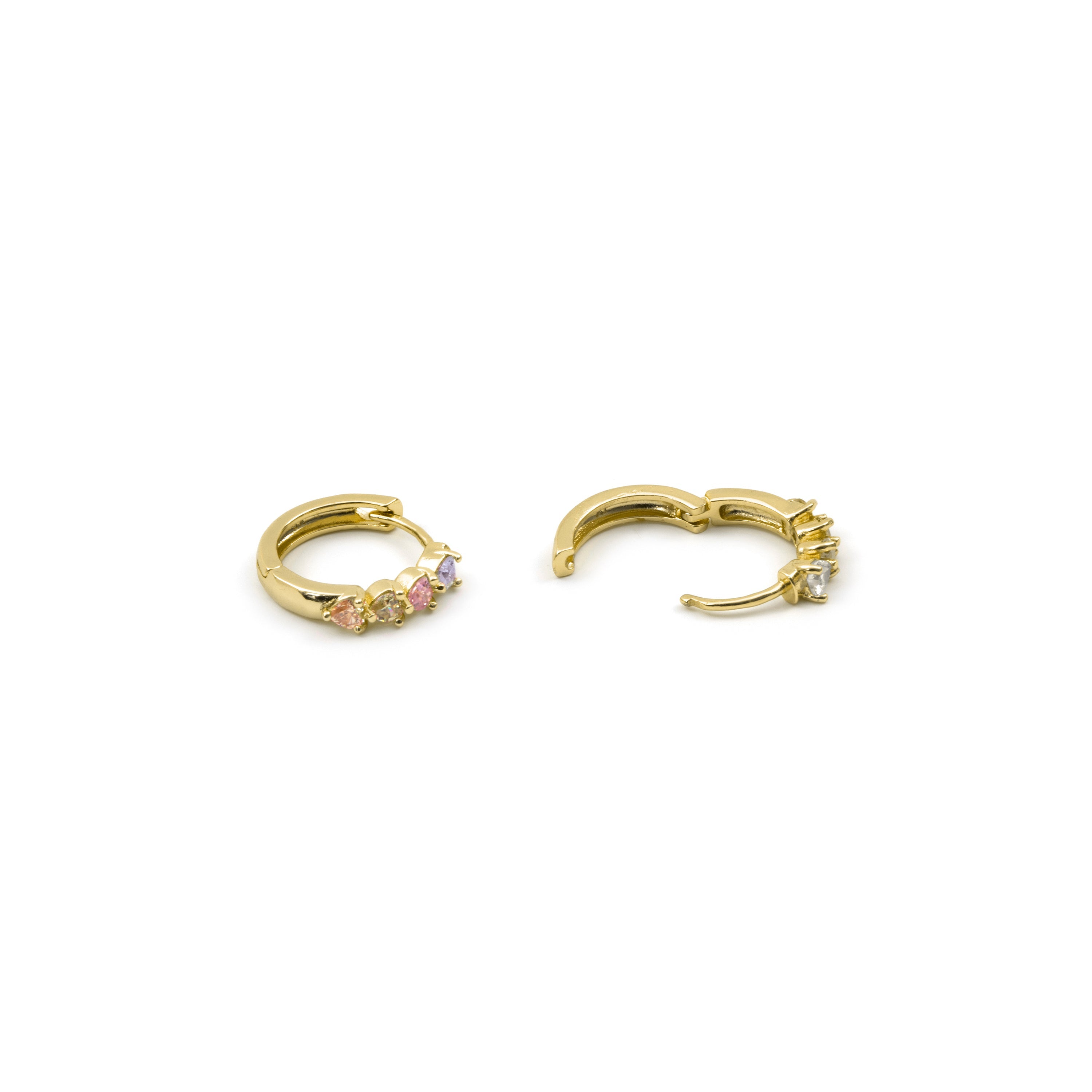 Multicolor Zirconia Stud Earrings, 18k Rose Gold Plated - Lakon