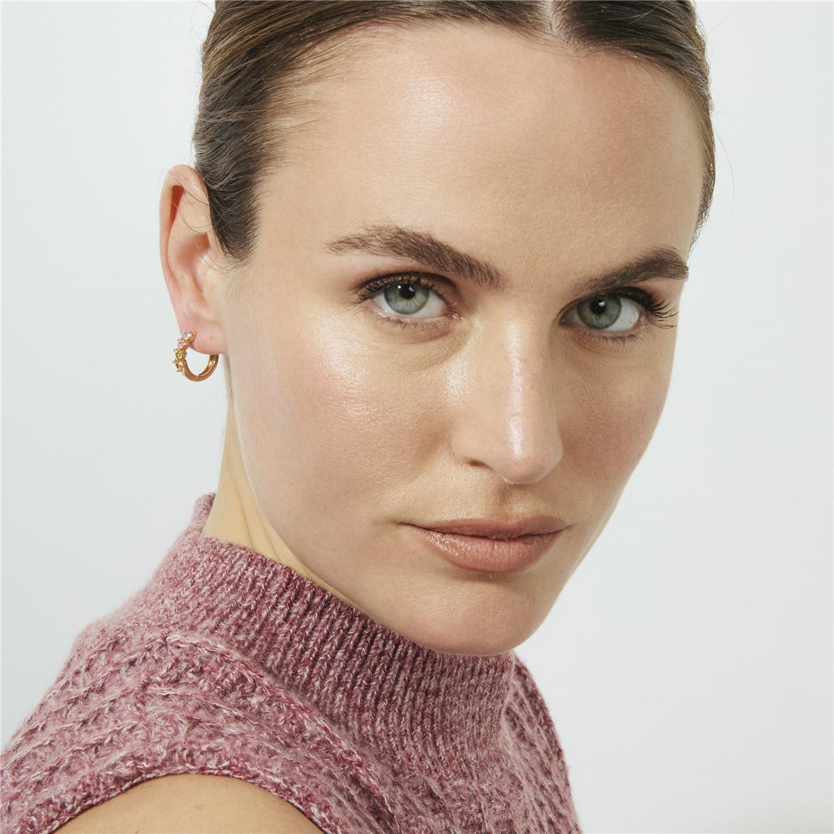 Multicolor Zirconia Stud Earrings, 18k Rose Gold Plated - Lakon