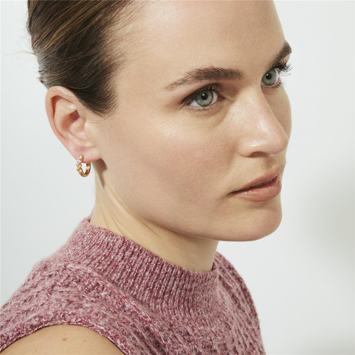 Multicolor Zirconia Stud Earrings, 18k Rose Gold Plated - Lakon