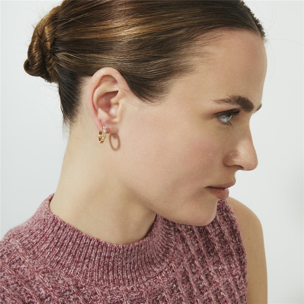Multicolor Zirconia Stud Earrings, 18k Rose Gold Plated - Lakon