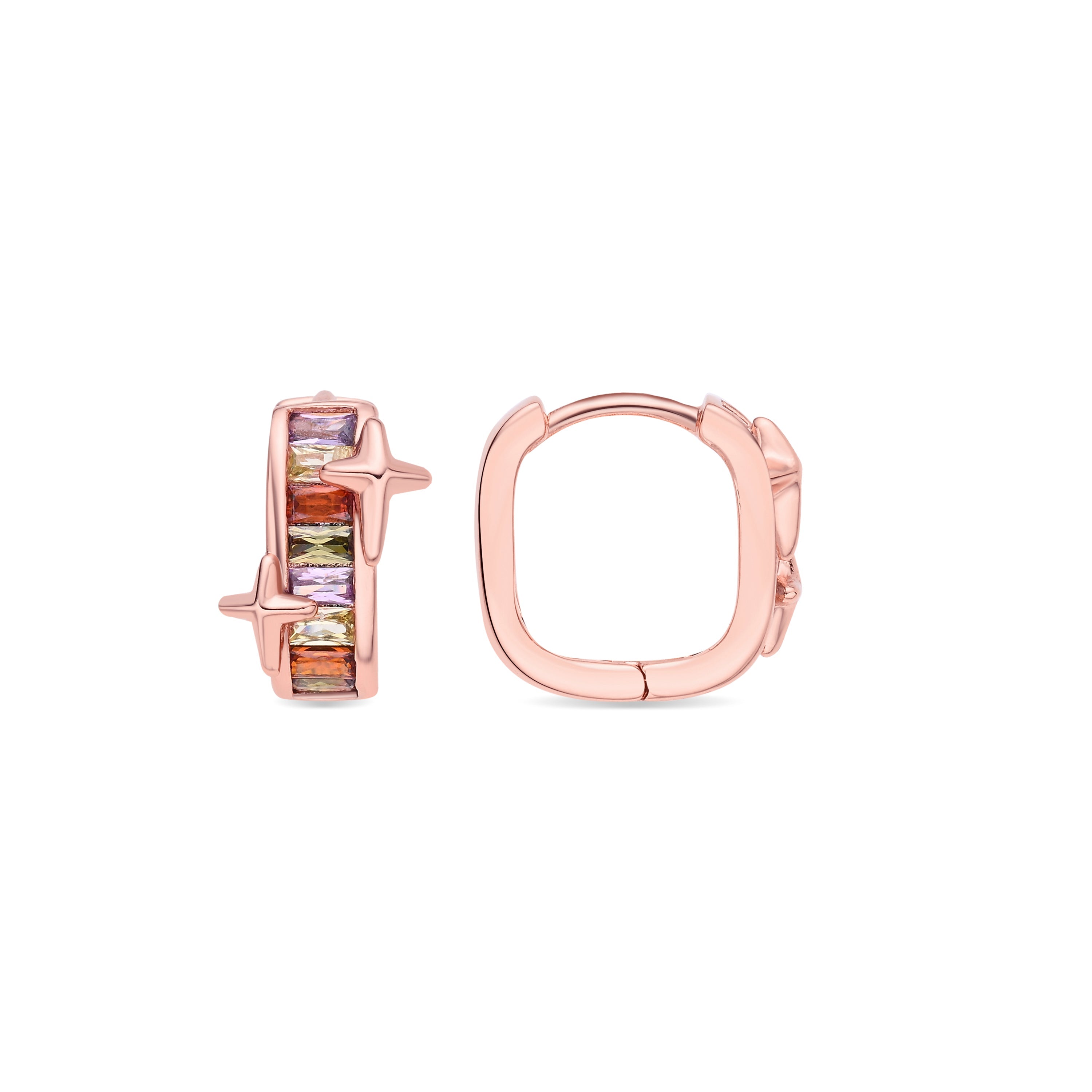 18k Rose Gold Plated Multicolor Zircon Earrings - Suclai