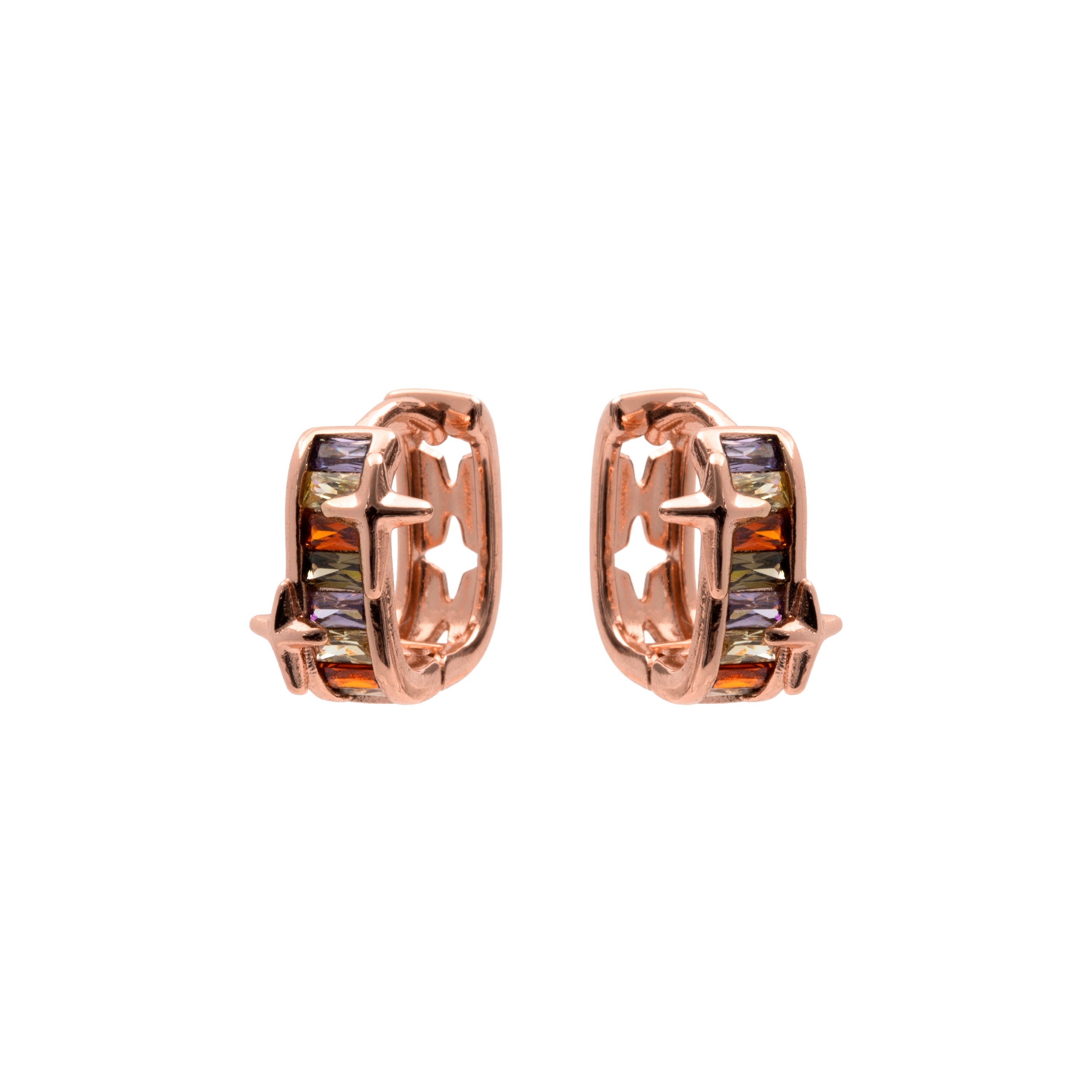 Pendientes de Circonita Multicolor acabado en oro rosa de 18k - Suclai