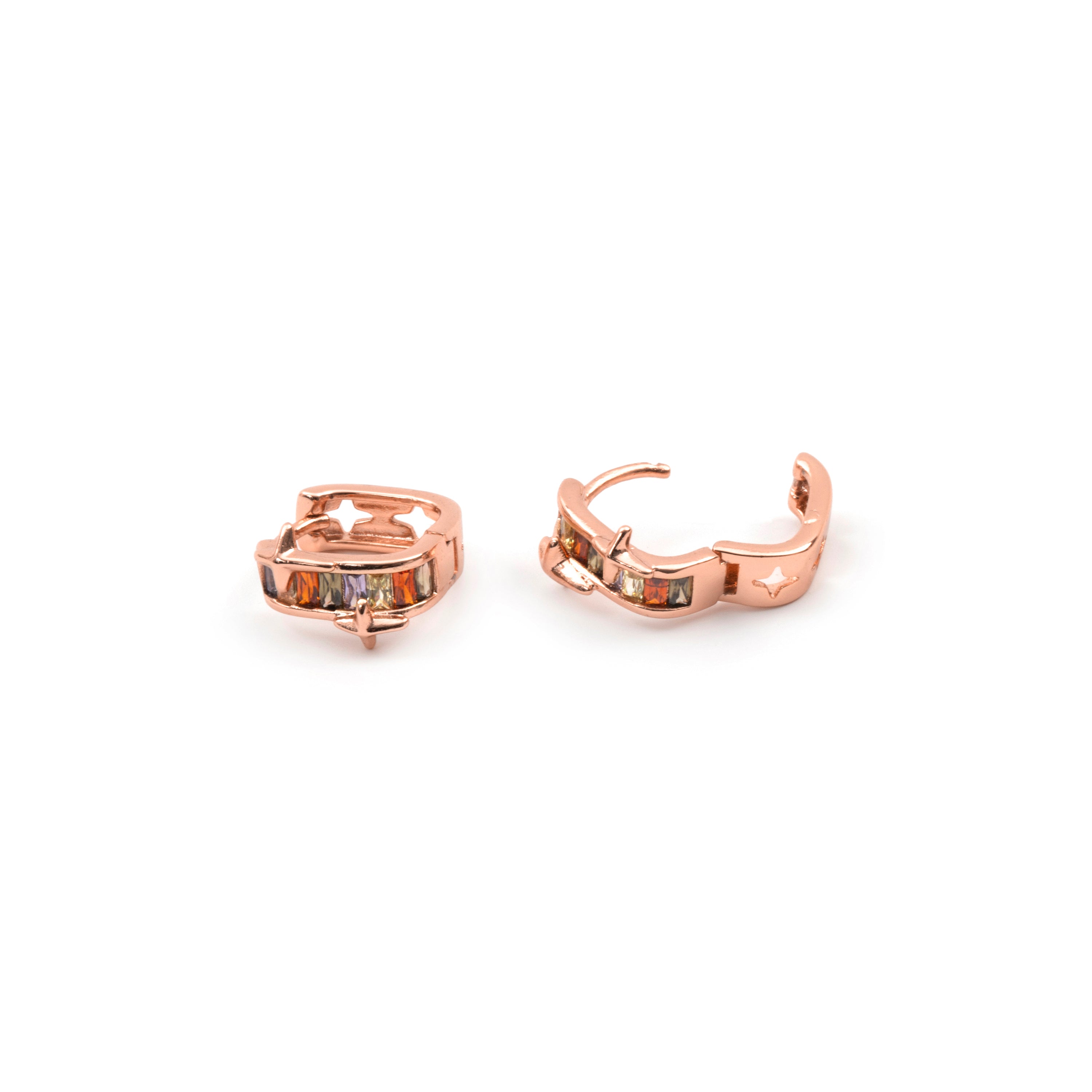 Pendientes de Circonita Multicolor acabado en oro rosa de 18k - Suclai