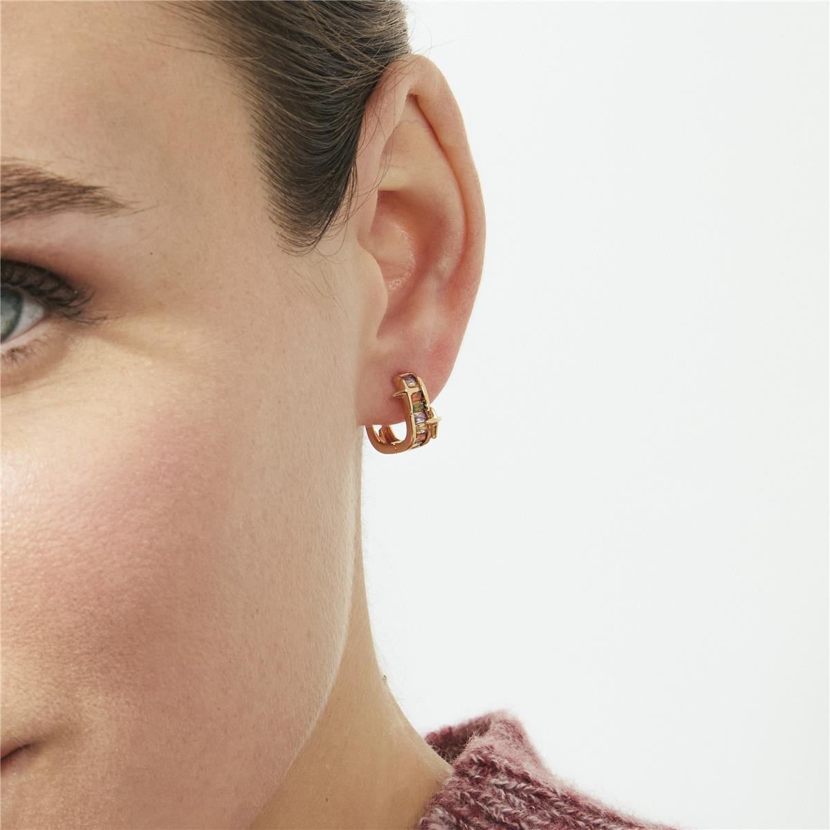 Pendientes de Circonita Multicolor acabado en oro rosa de 18k - Suclai
