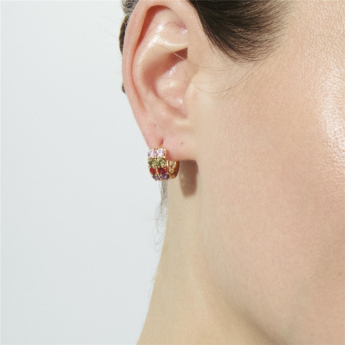 18k Rose Gold Plated Multicolor Zirconia Earrings - Mezya