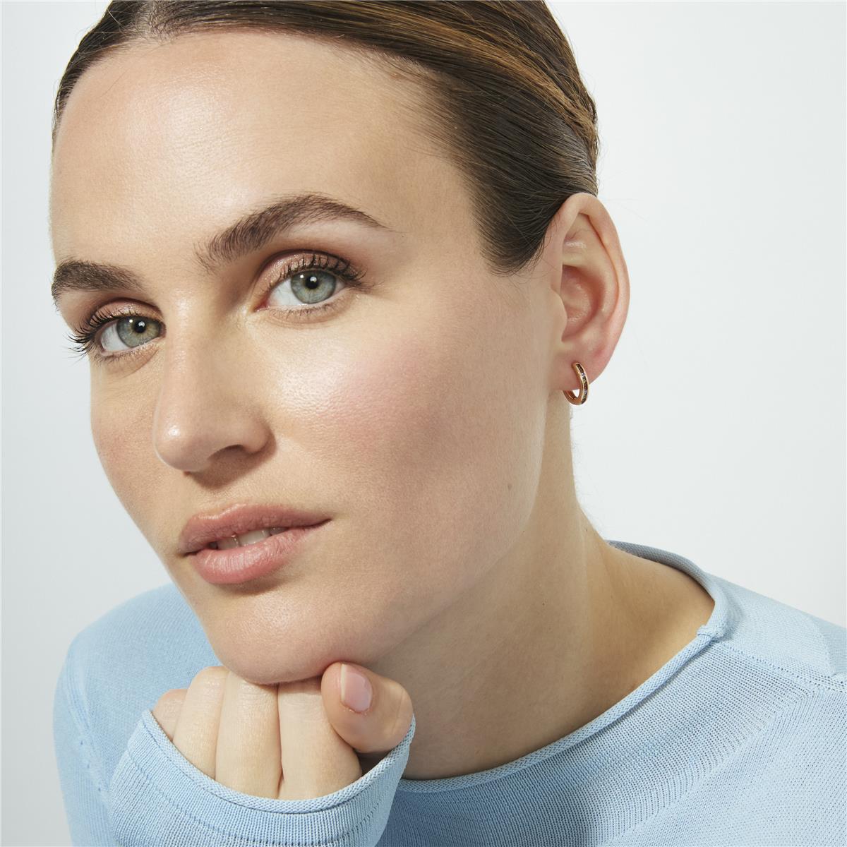 Multicolor Zircon Stud Earrings with 18k Rose Gold Finish - Ulanbu