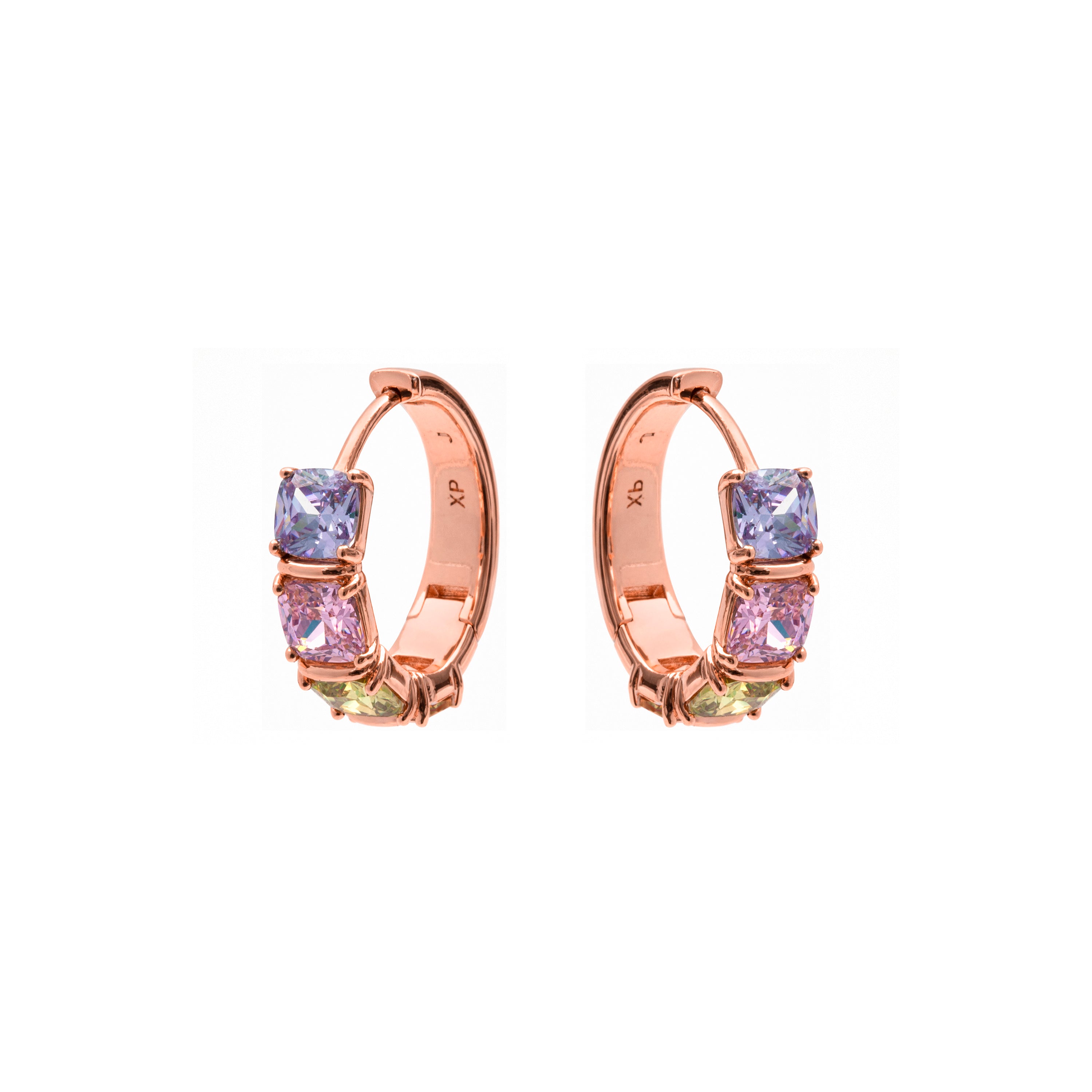 Pendientes de Circonita Multicolor acabado en oro rosa de 18k - Uyib