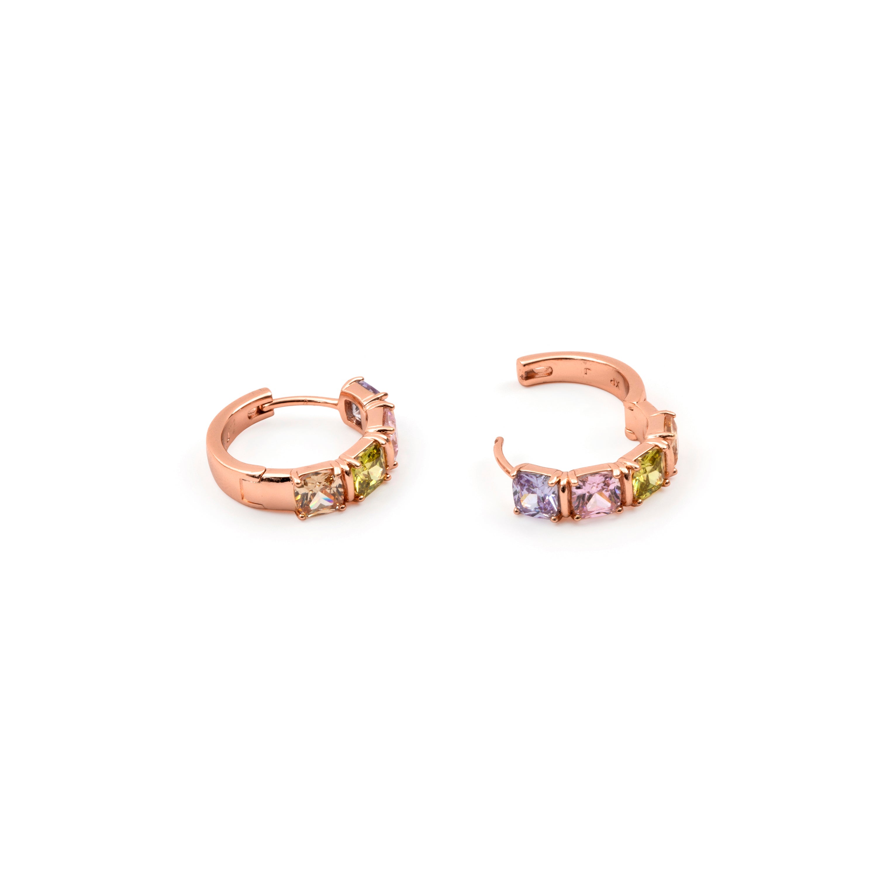 Pendientes de Circonita Multicolor acabado en oro rosa de 18k - Uyib