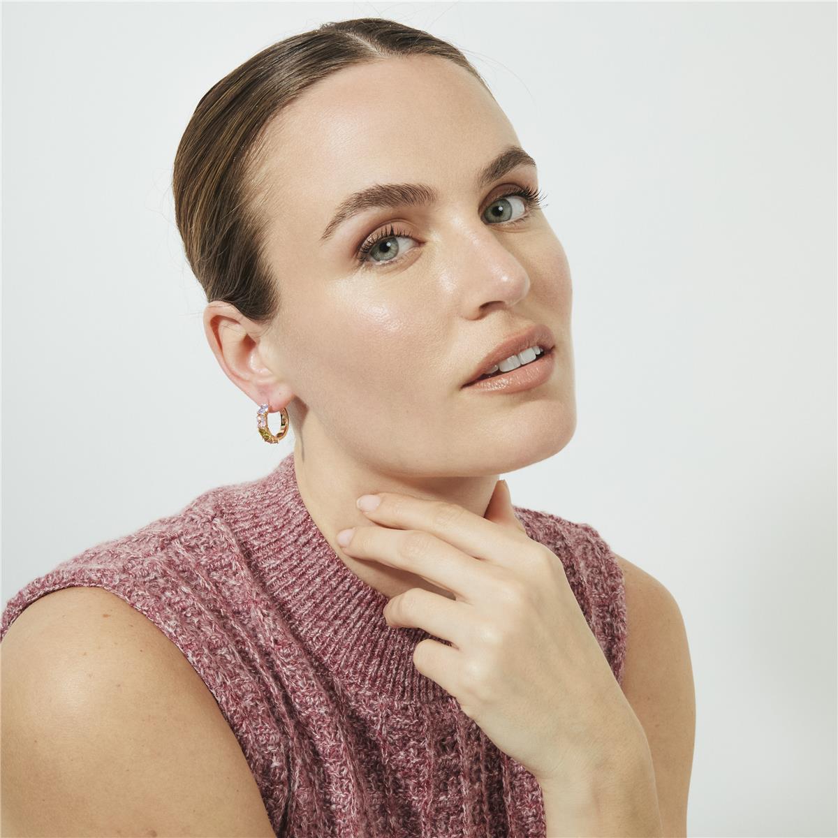 Pendientes de Circonita Multicolor acabado en oro rosa de 18k - Uyib