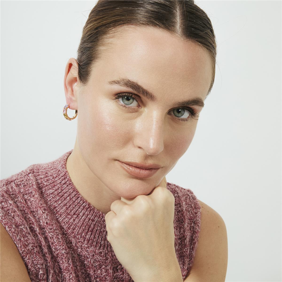 Pendientes de Circonita Multicolor acabado en oro rosa de 18k - Uyib