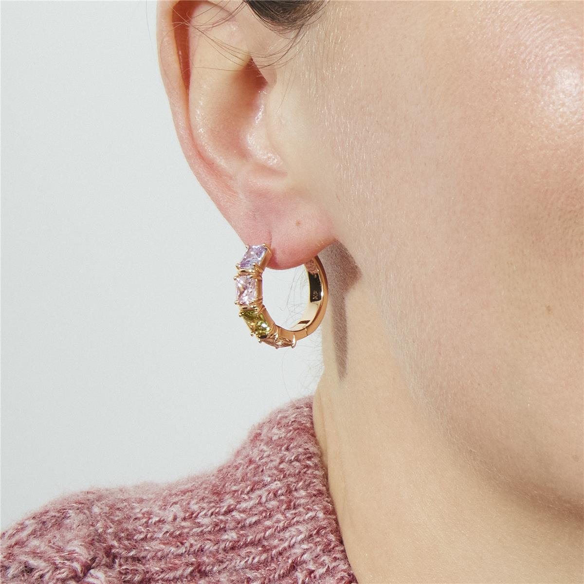 Pendientes de Circonita Multicolor acabado en oro rosa de 18k - Uyib