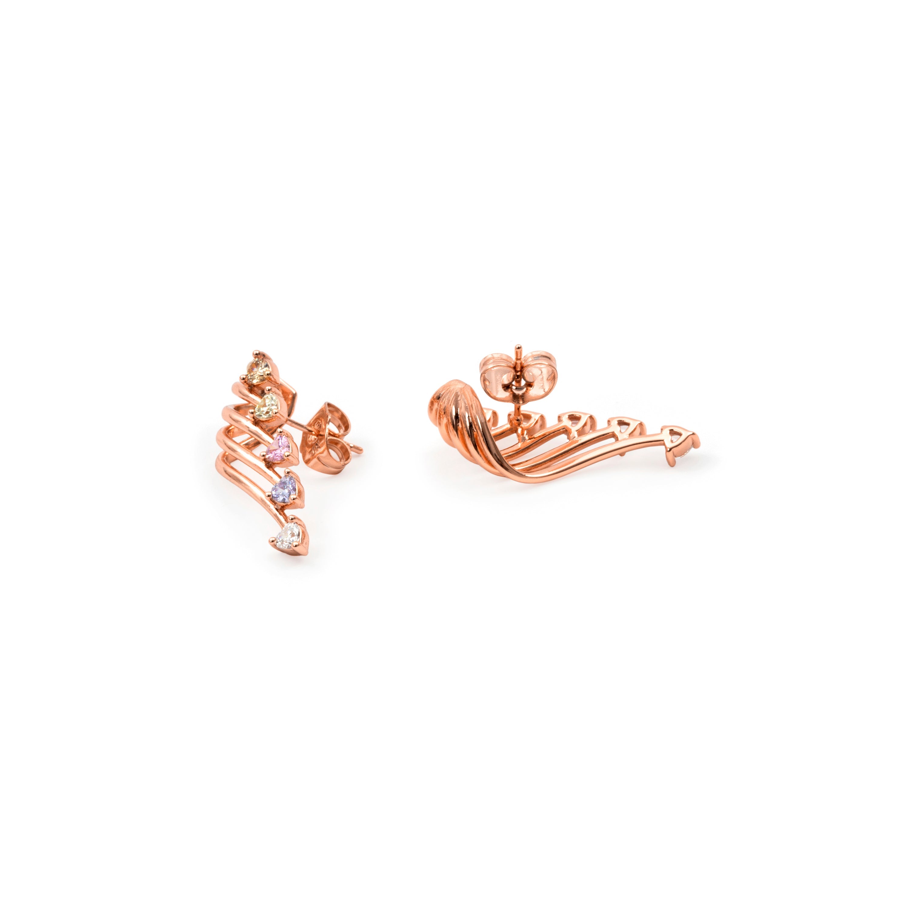 Brilliant Zircon Earrings with 18k Rose Gold Finish - Noshke