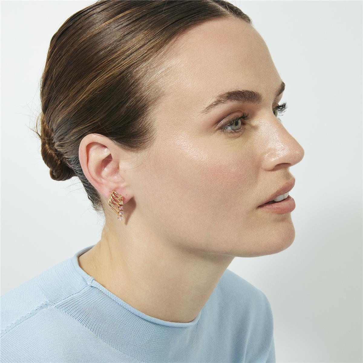 Brilliant Zircon Earrings with 18k Rose Gold Finish - Noshke