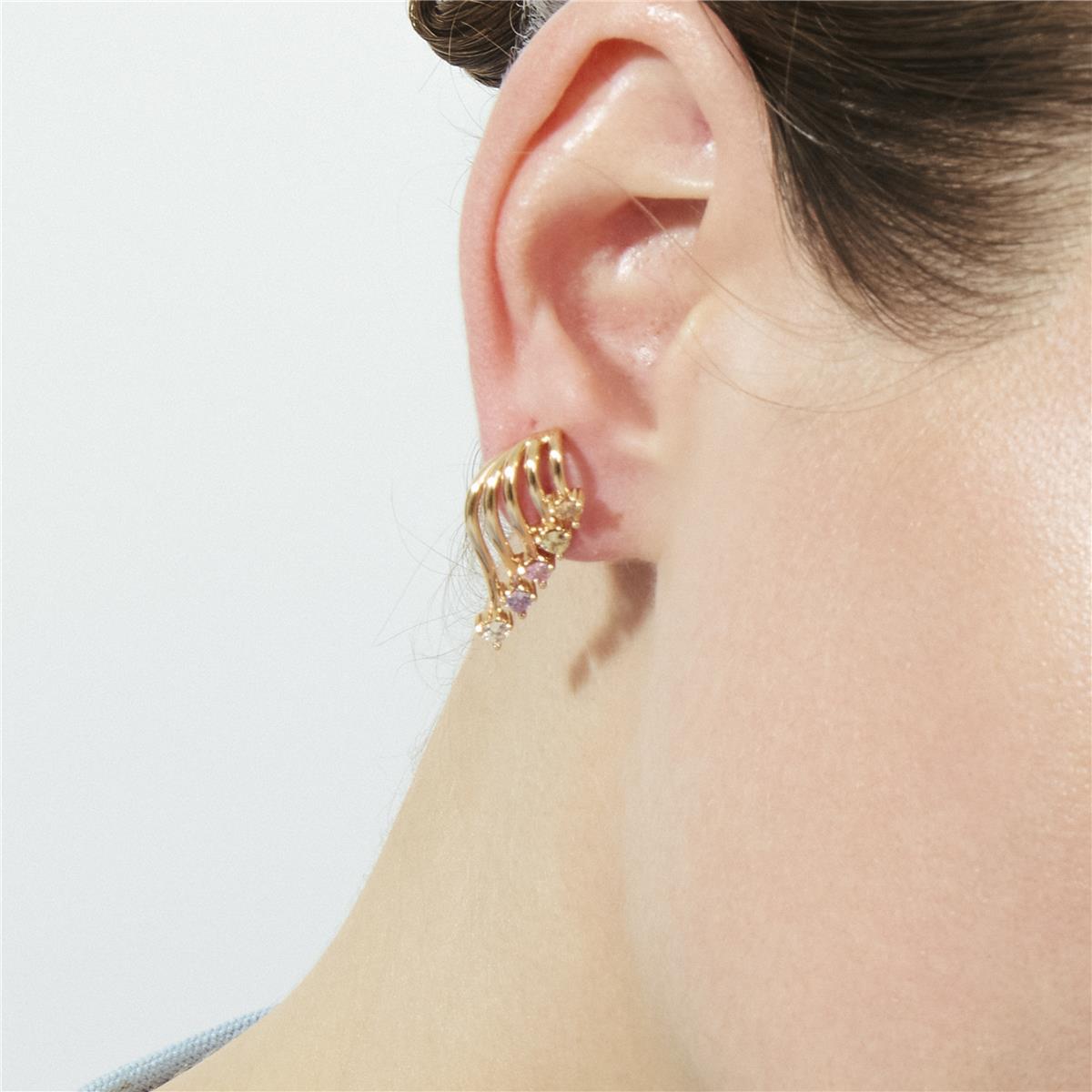 Brilliant Zircon Earrings with 18k Rose Gold Finish - Noshke