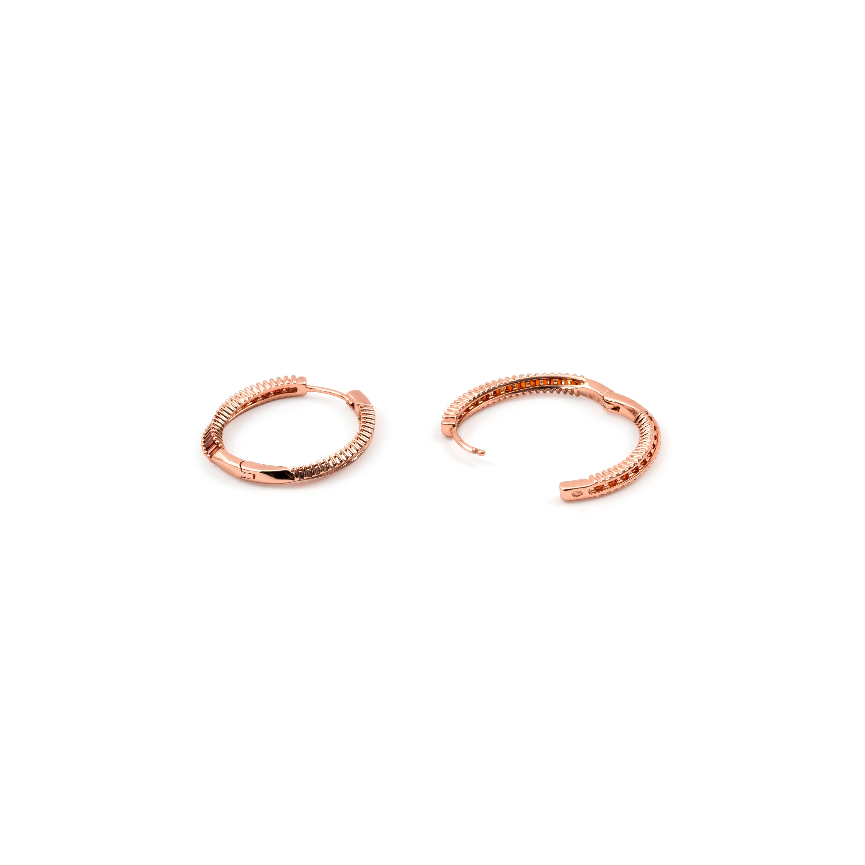 Pendientes de Circonita Ópalo de Fuego acabado en oro rosa de 18k - Rendla