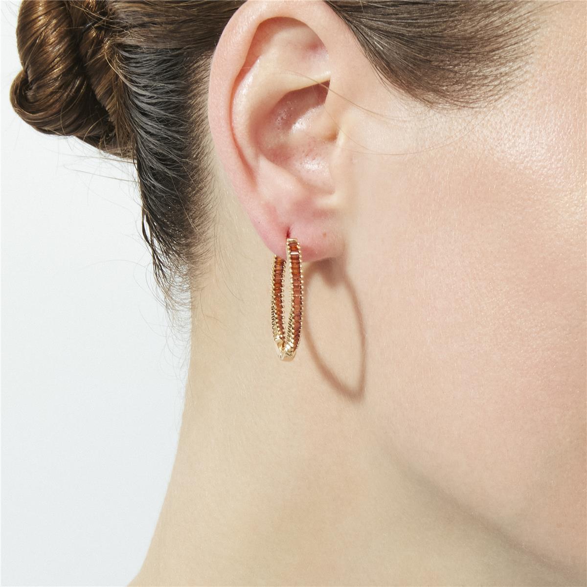 Pendientes de Circonita Ópalo de Fuego acabado en oro rosa de 18k - Rendla
