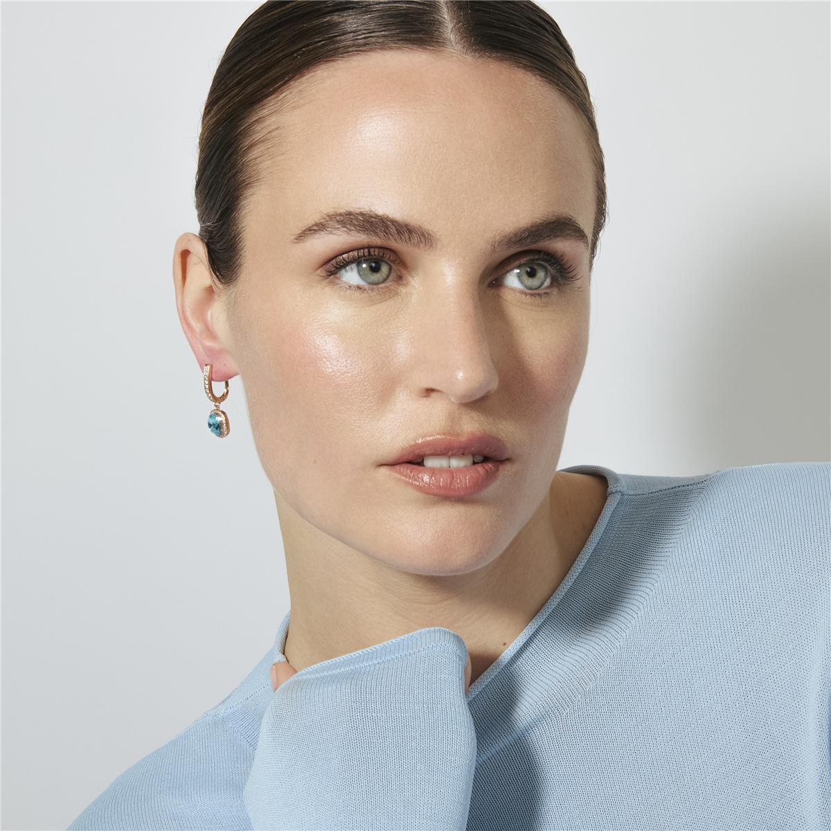 18k Rose Gold Finish Aquamarine Zirconia Earrings - Namko