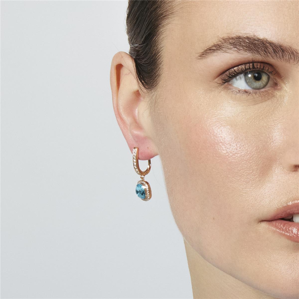 18k Rose Gold Finish Aquamarine Zirconia Earrings - Namko