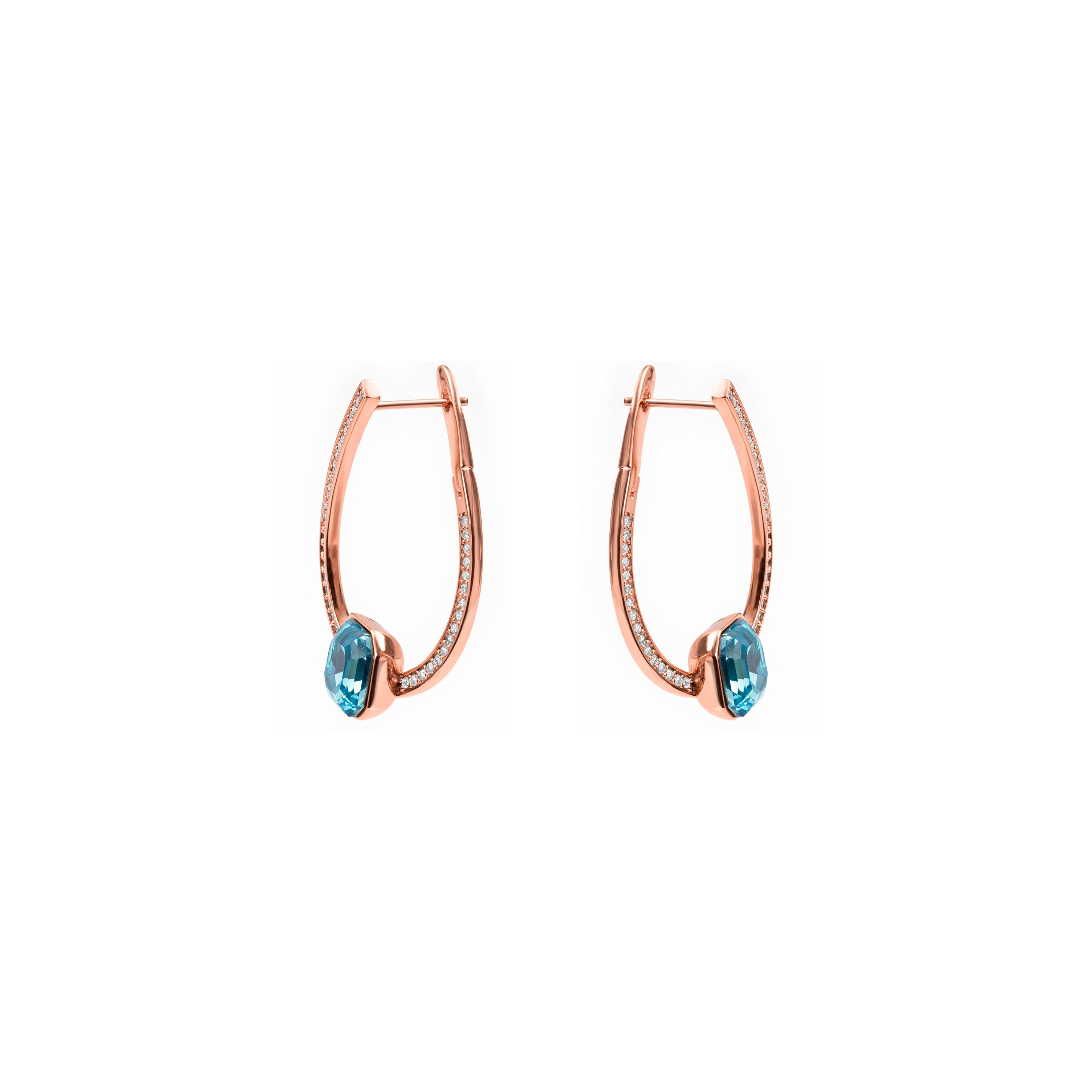 Rose Gold Plated 18k Aquamarine Zirconia Earrings - Ordel