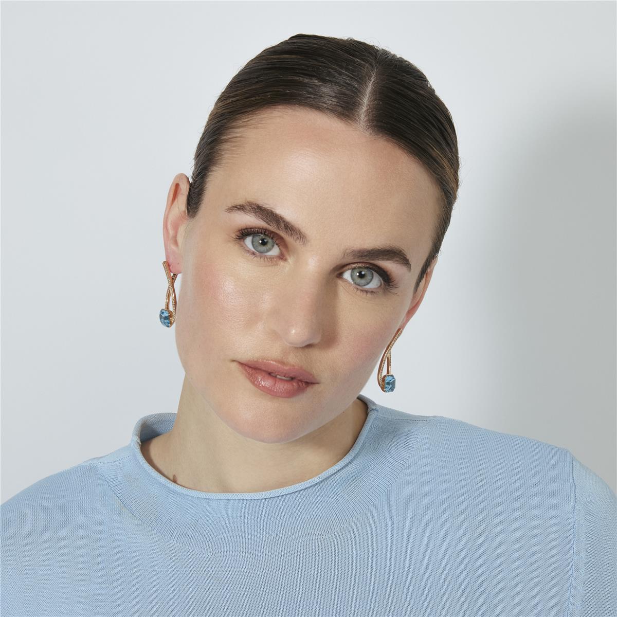 Rose Gold Plated 18k Aquamarine Zirconia Earrings - Ordel