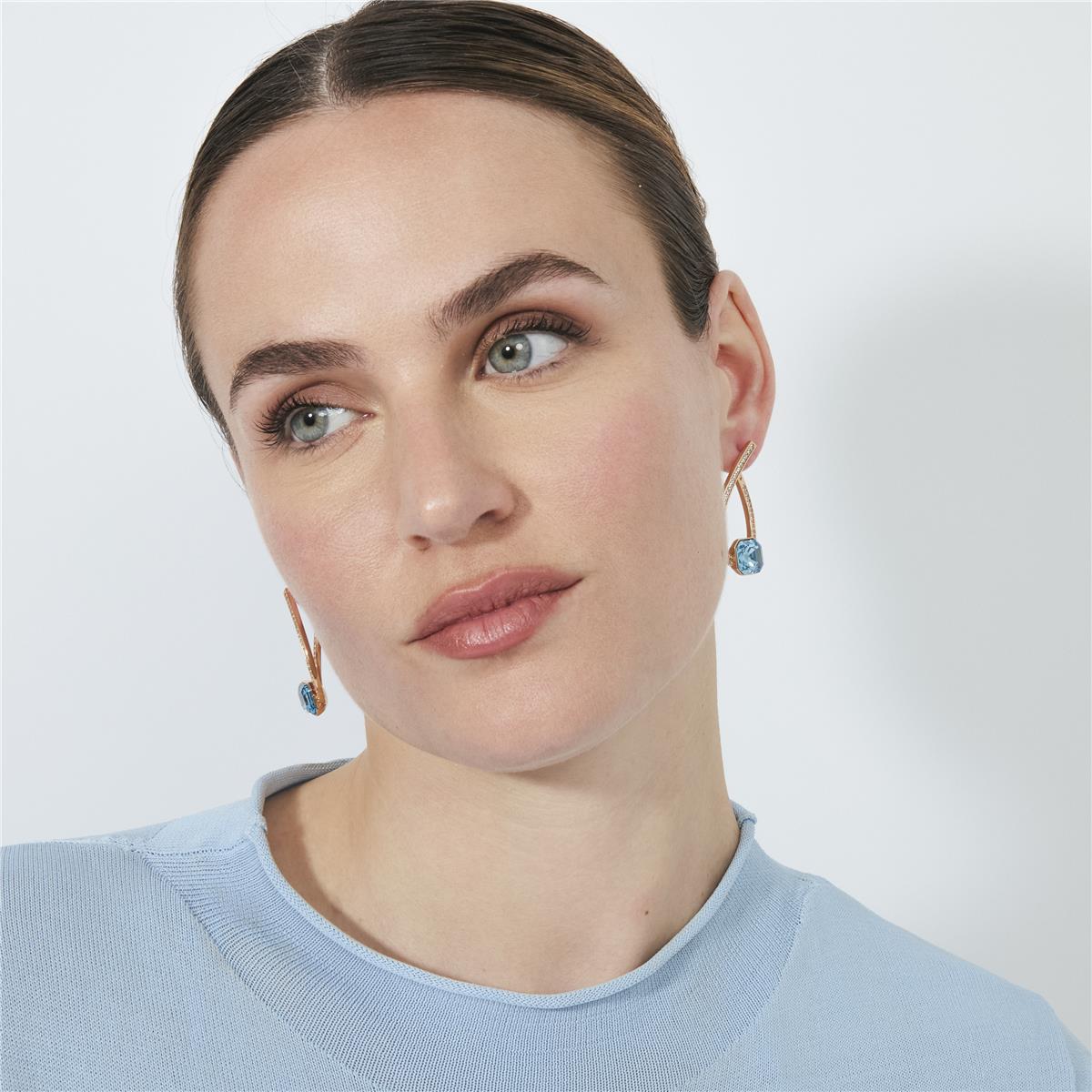 Rose Gold Plated 18k Aquamarine Zirconia Earrings - Ordel