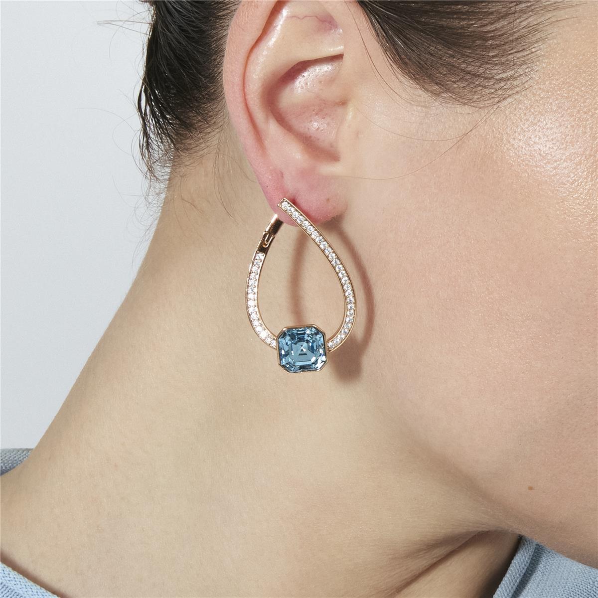 Rose Gold Plated 18k Aquamarine Zirconia Earrings - Ordel