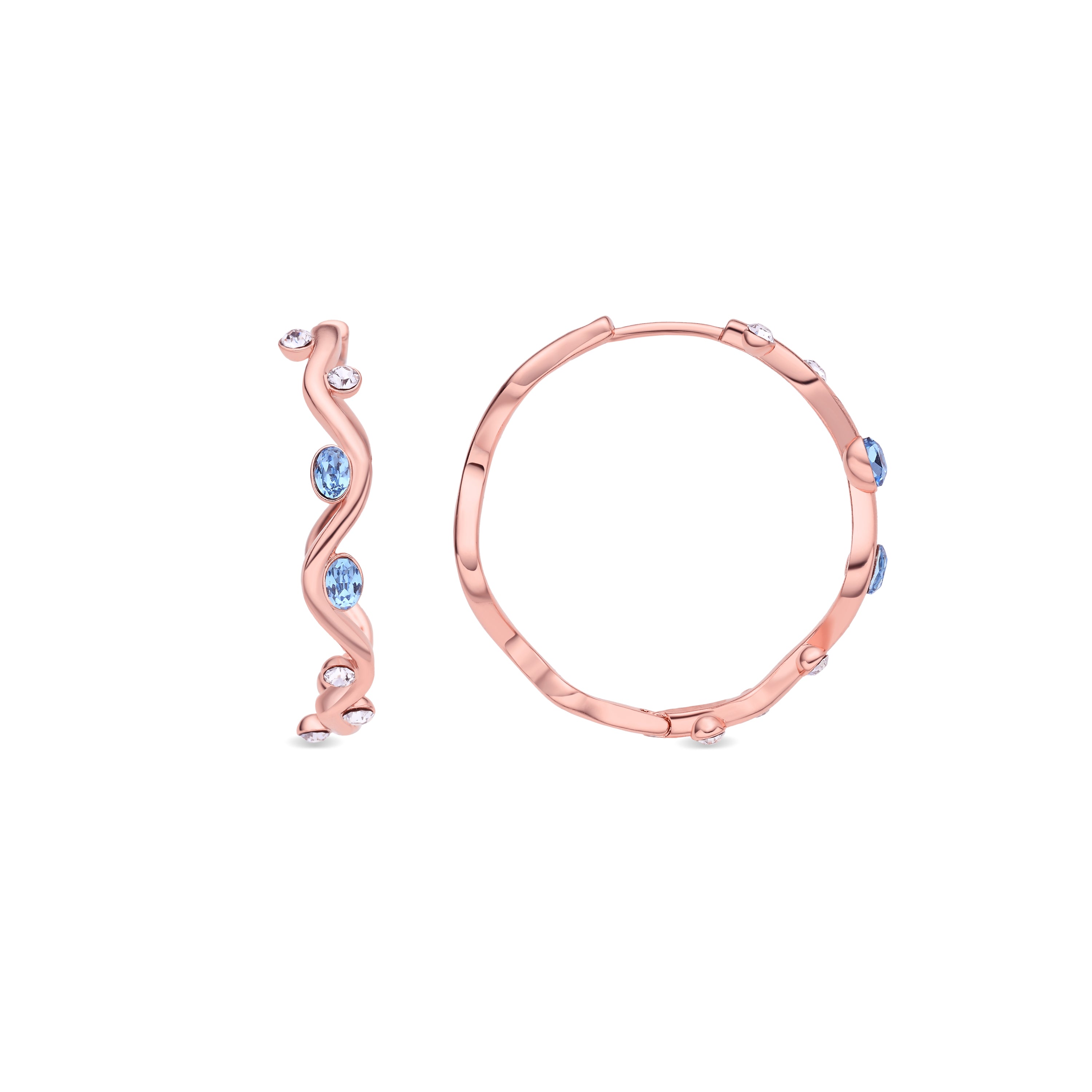 Pendientes de Circonita Aguamarina acabado en oro rosa de 18k - Werako