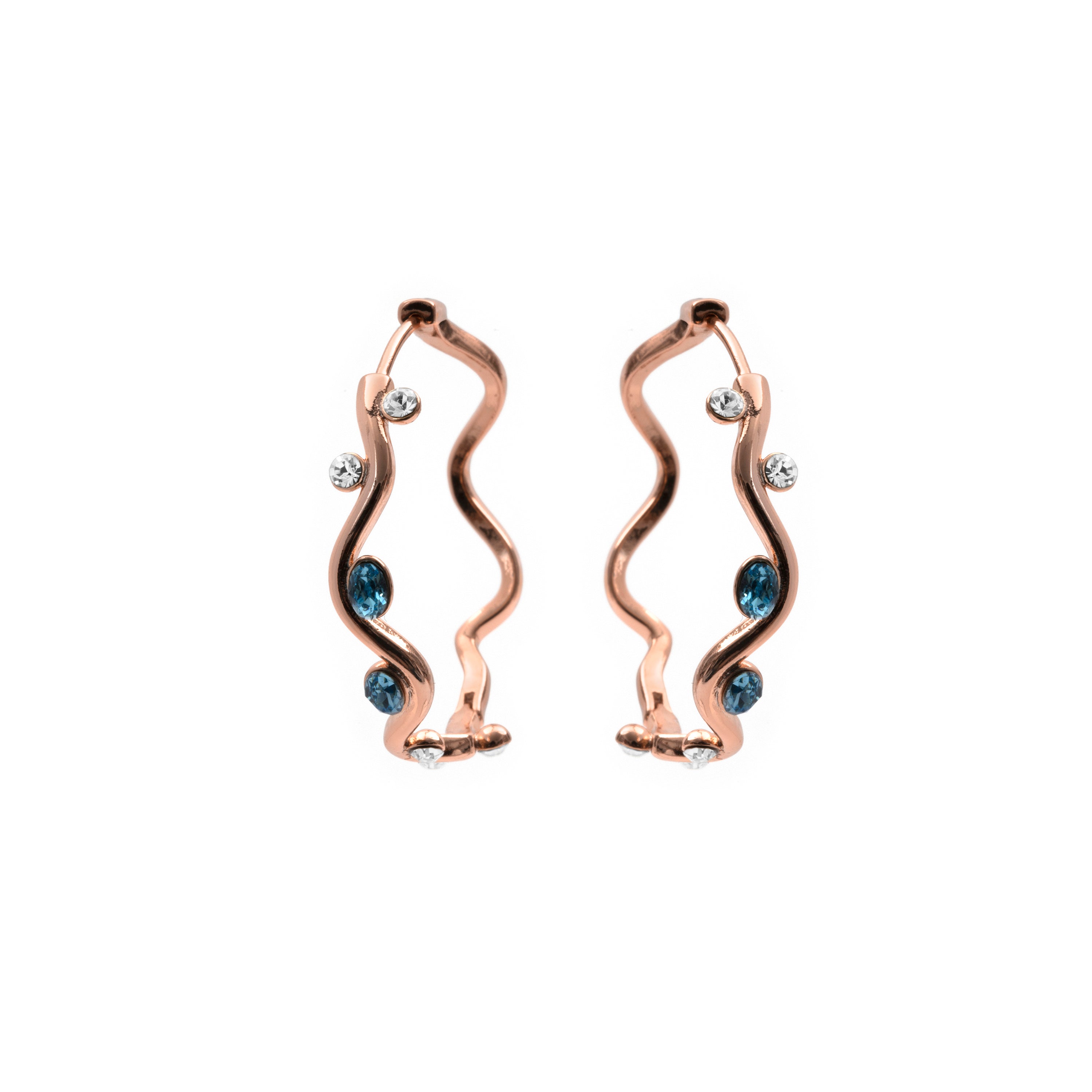 Pendientes de Circonita Aguamarina acabado en oro rosa de 18k - Werako
