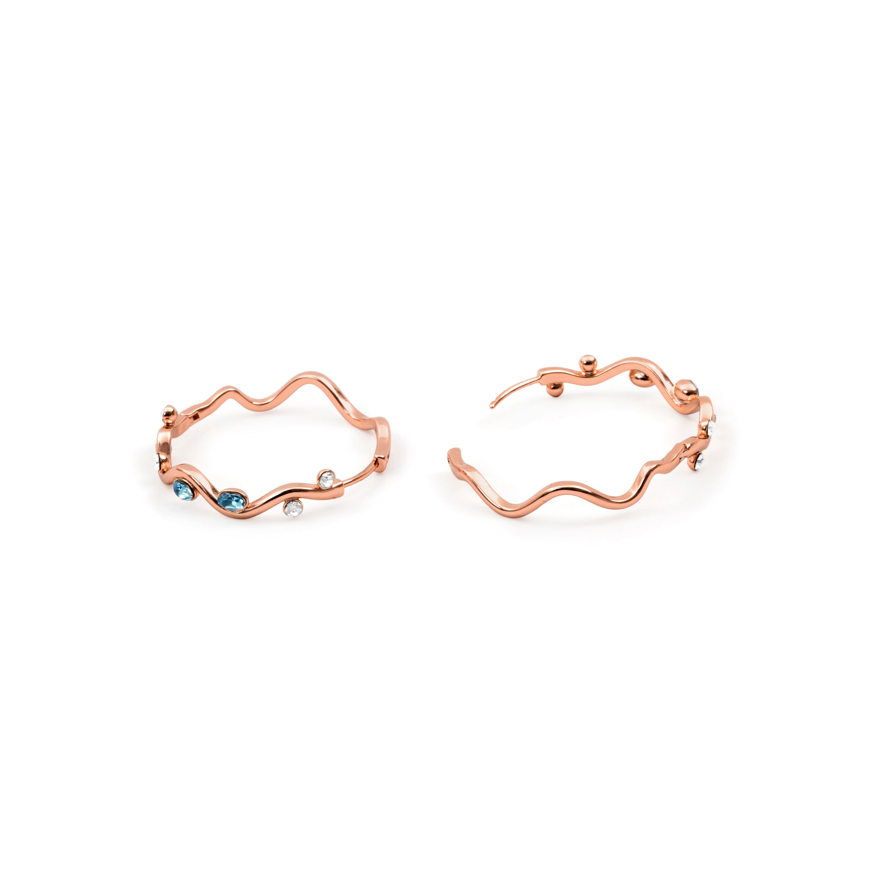 Pendientes de Circonita Aguamarina acabado en oro rosa de 18k - Werako