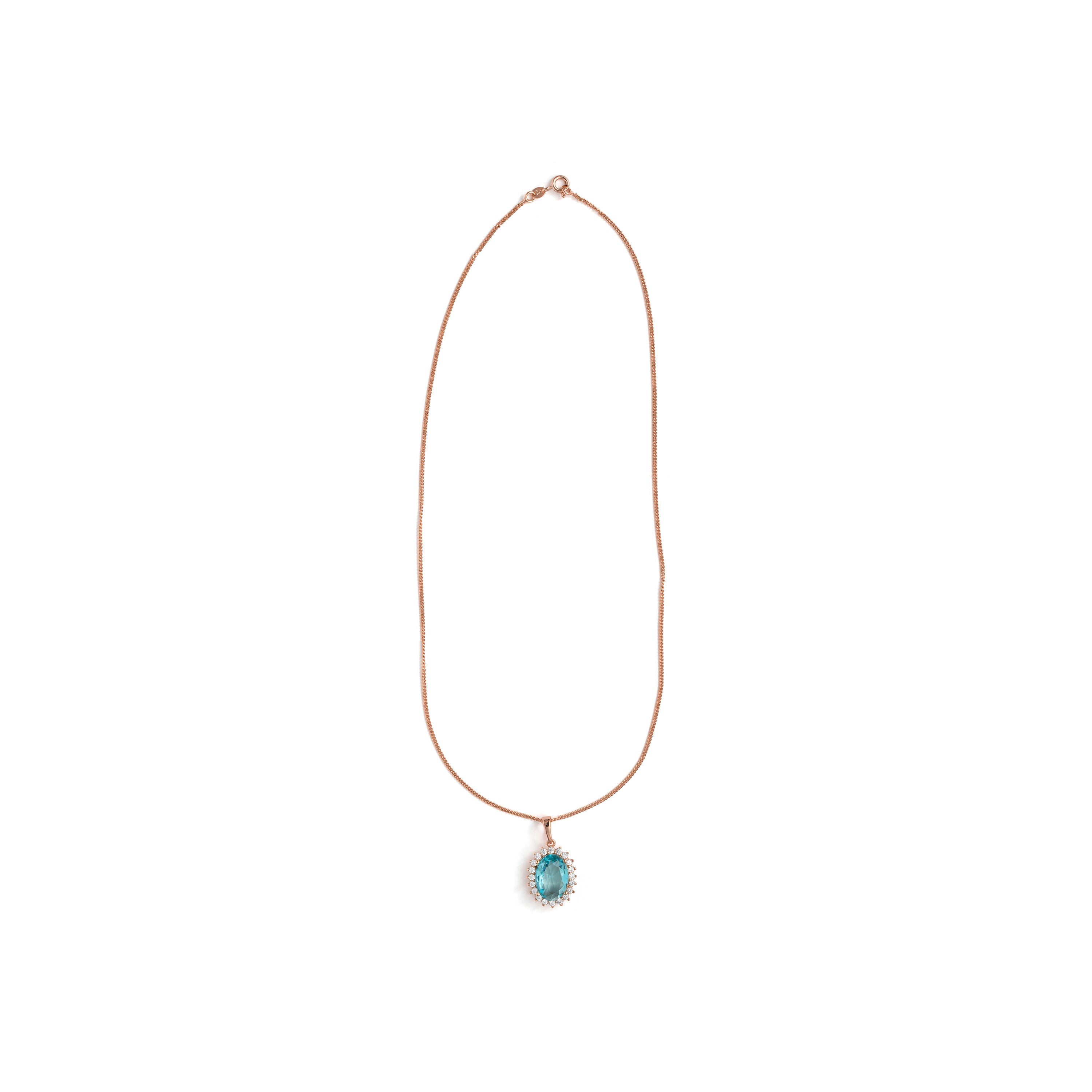 Collar de Circonita Aguamarina acabado en oro rosa de 18k - Huape
