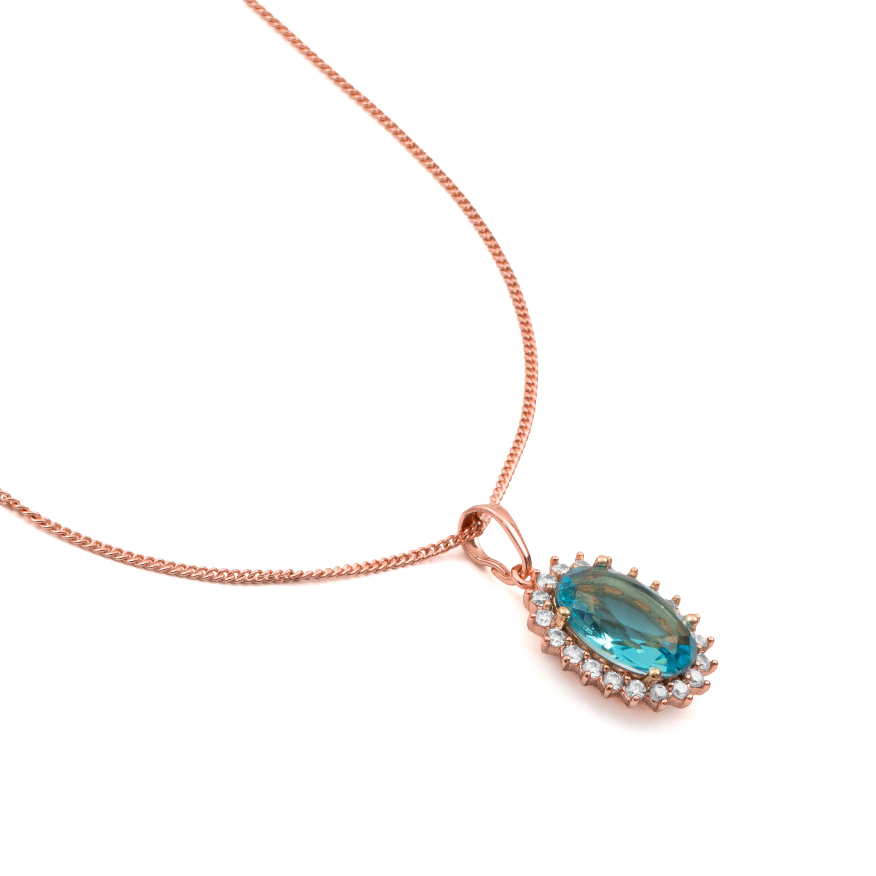 Collar de Circonita Aguamarina acabado en oro rosa de 18k - Huape
