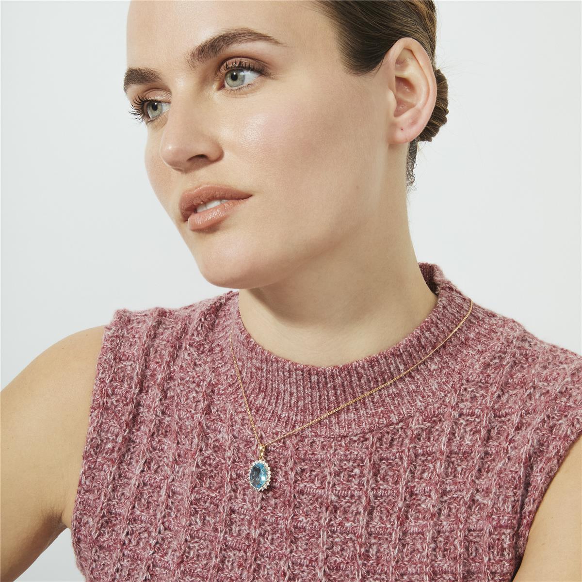 Collar de Circonita Aguamarina acabado en oro rosa de 18k - Huape