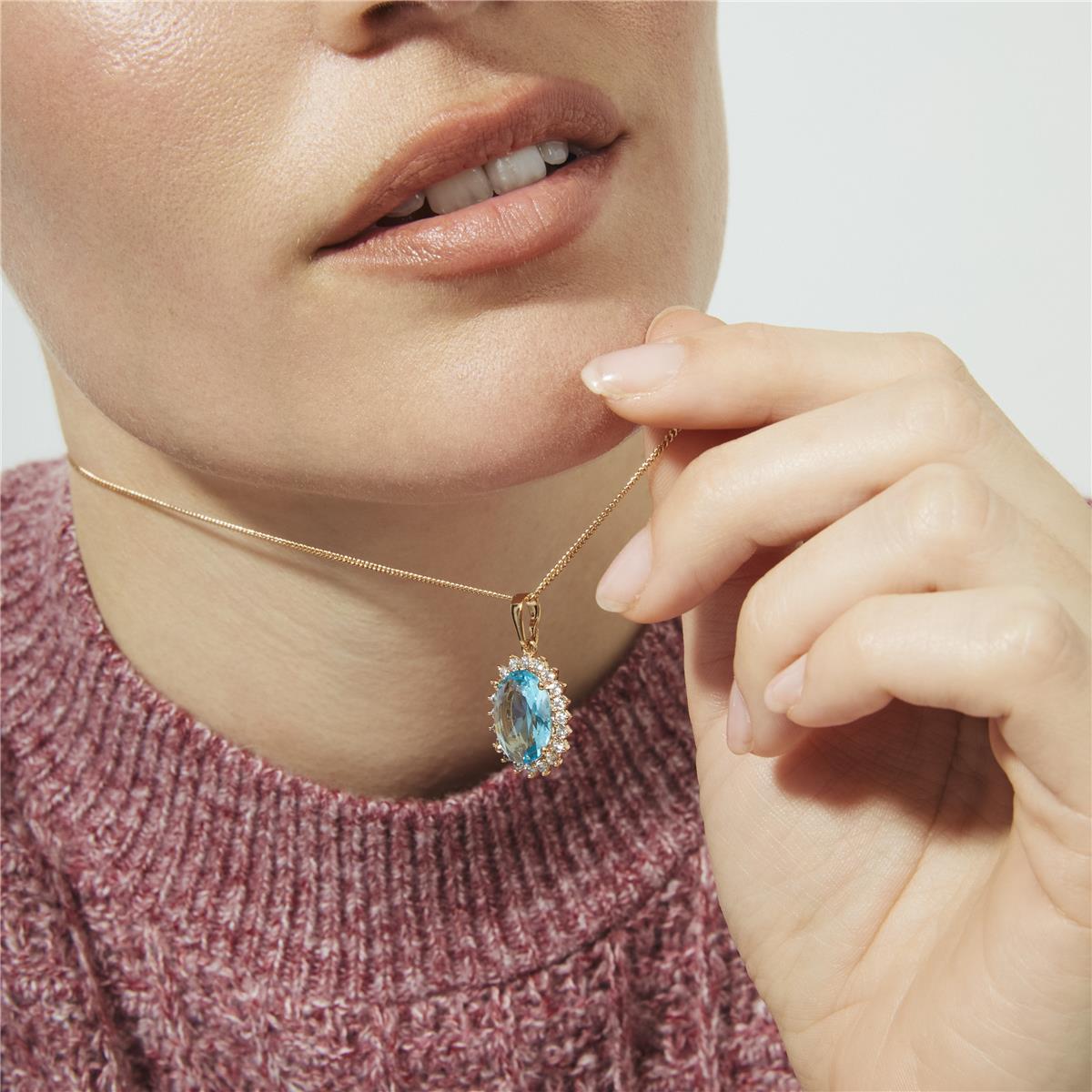 Collar de Circonita Aguamarina acabado en oro rosa de 18k - Huape