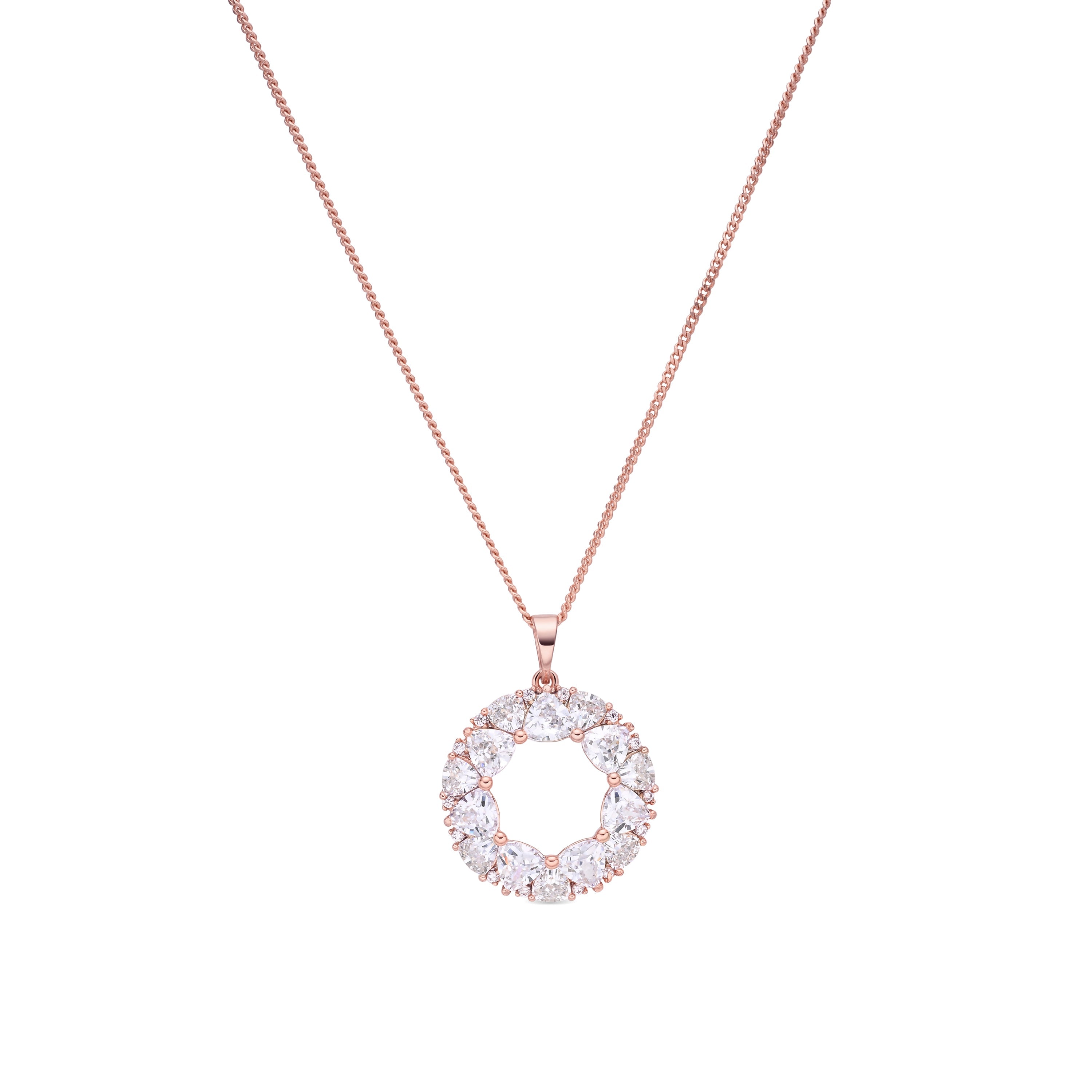 18k Rose Gold Plated Sparkling Zirconia Necklace - Baenta