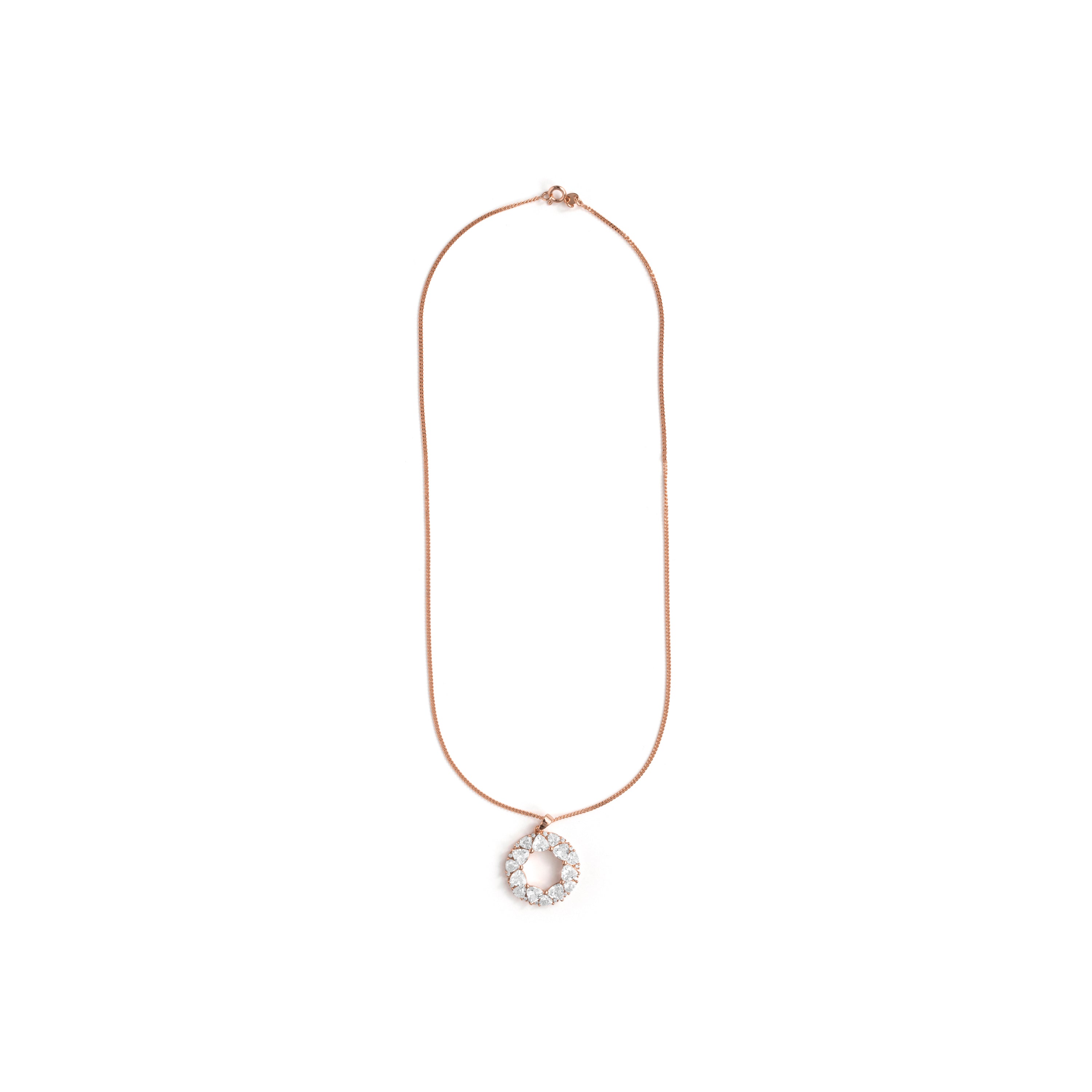 18k Rose Gold Plated Sparkling Zirconia Necklace - Baenta
