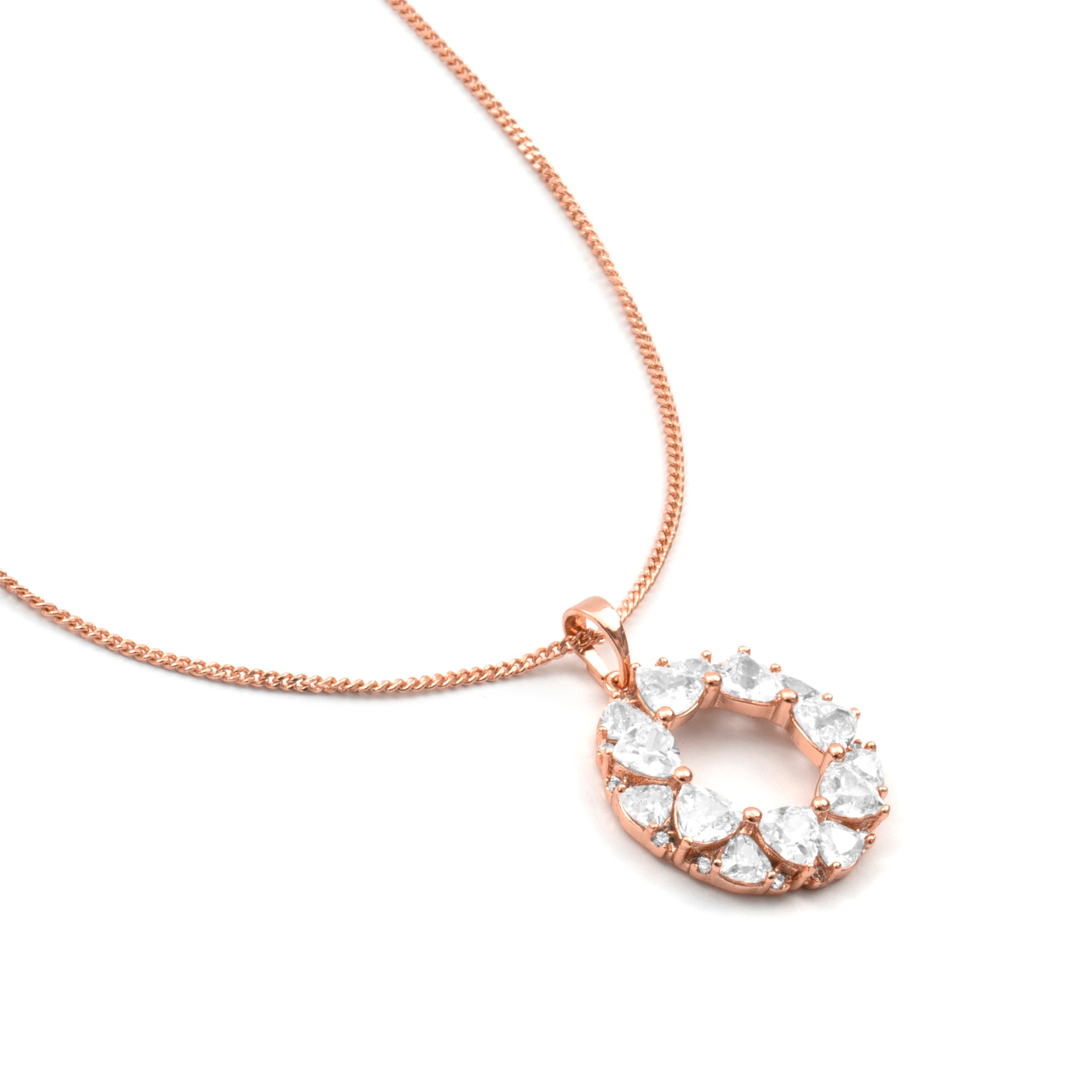 18k Rose Gold Plated Sparkling Zirconia Necklace - Baenta