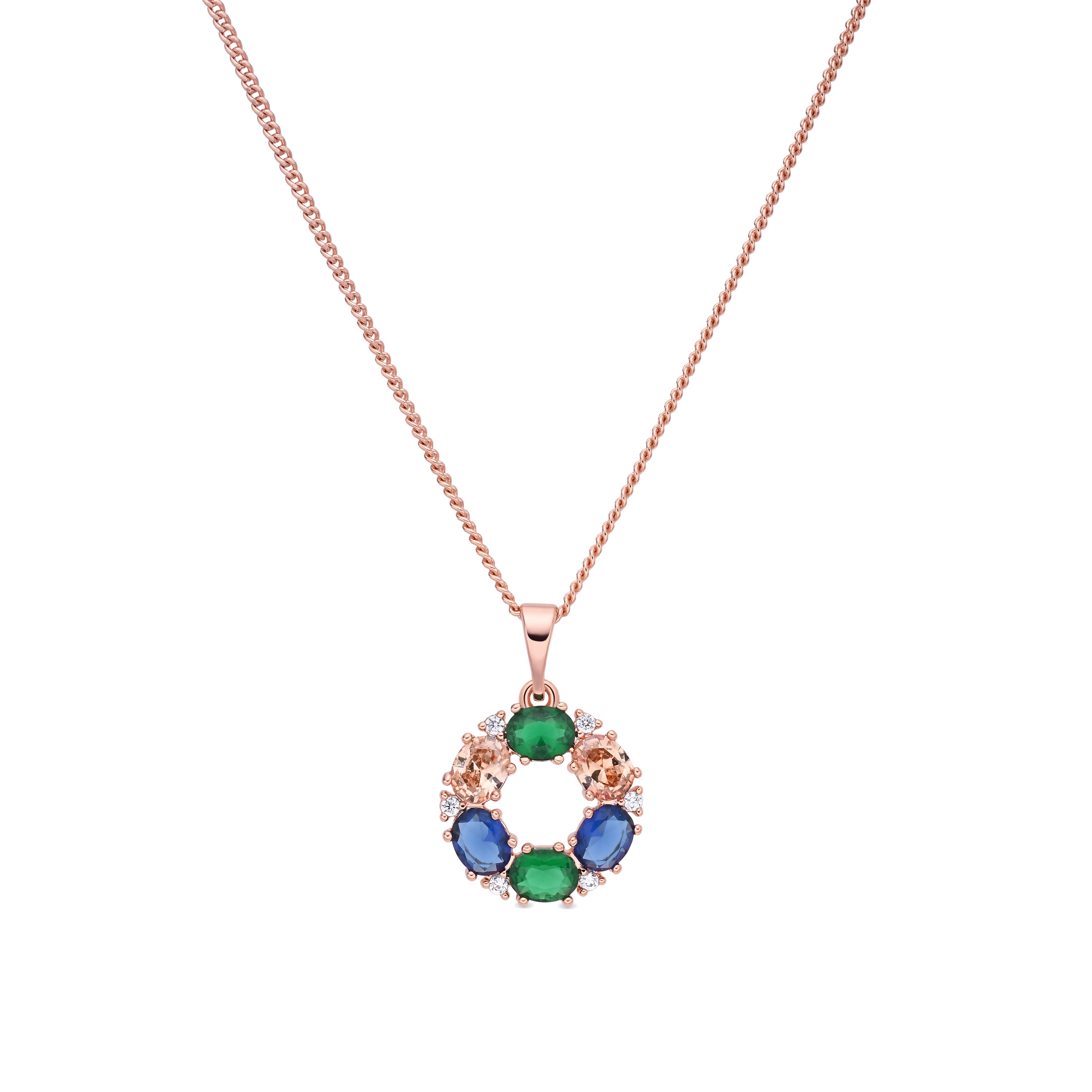18k Rose Gold Plated Multicolor Zircon Necklace - Jafne
