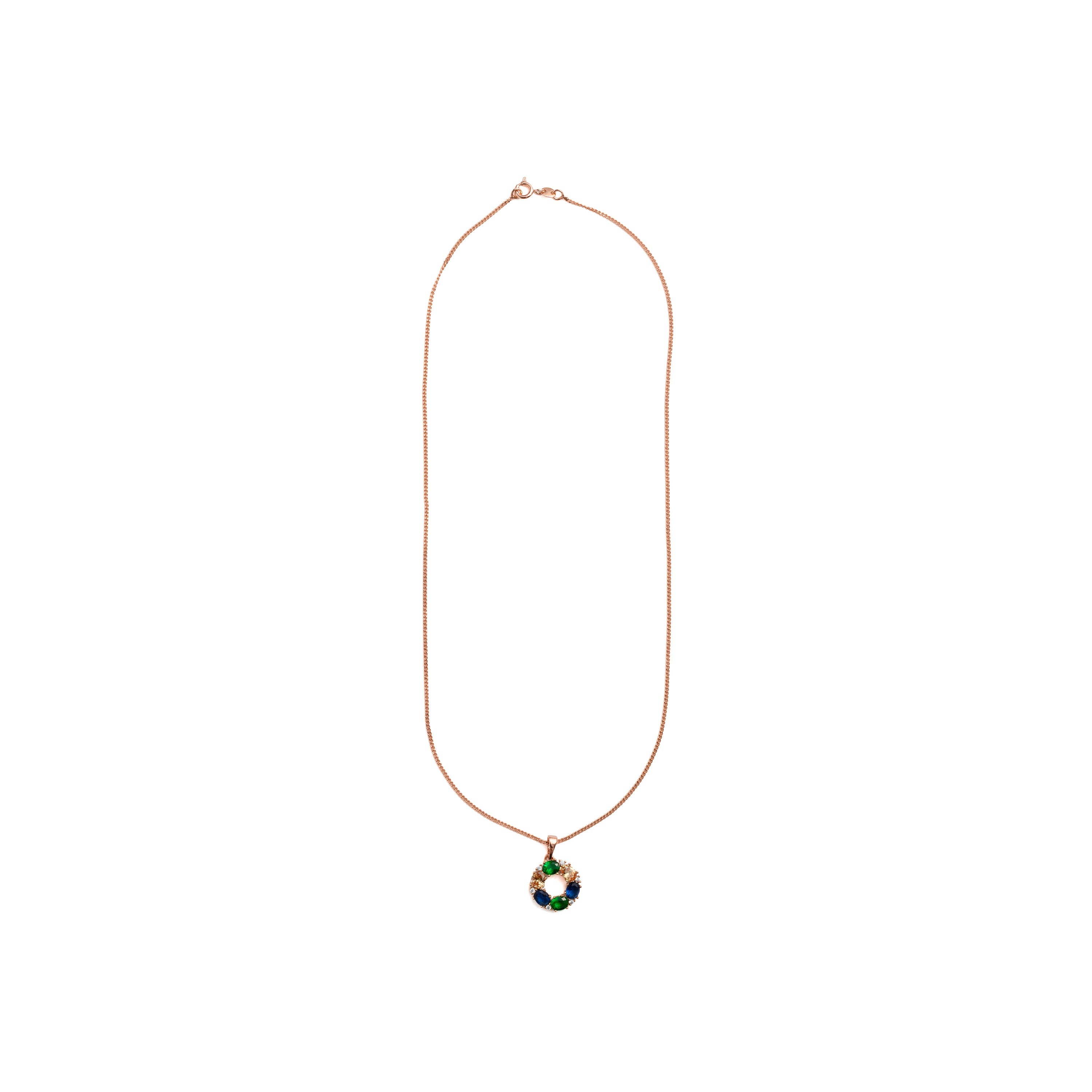 Collar de Circonita Multicolor acabado en oro rosa de 18k - Jafne