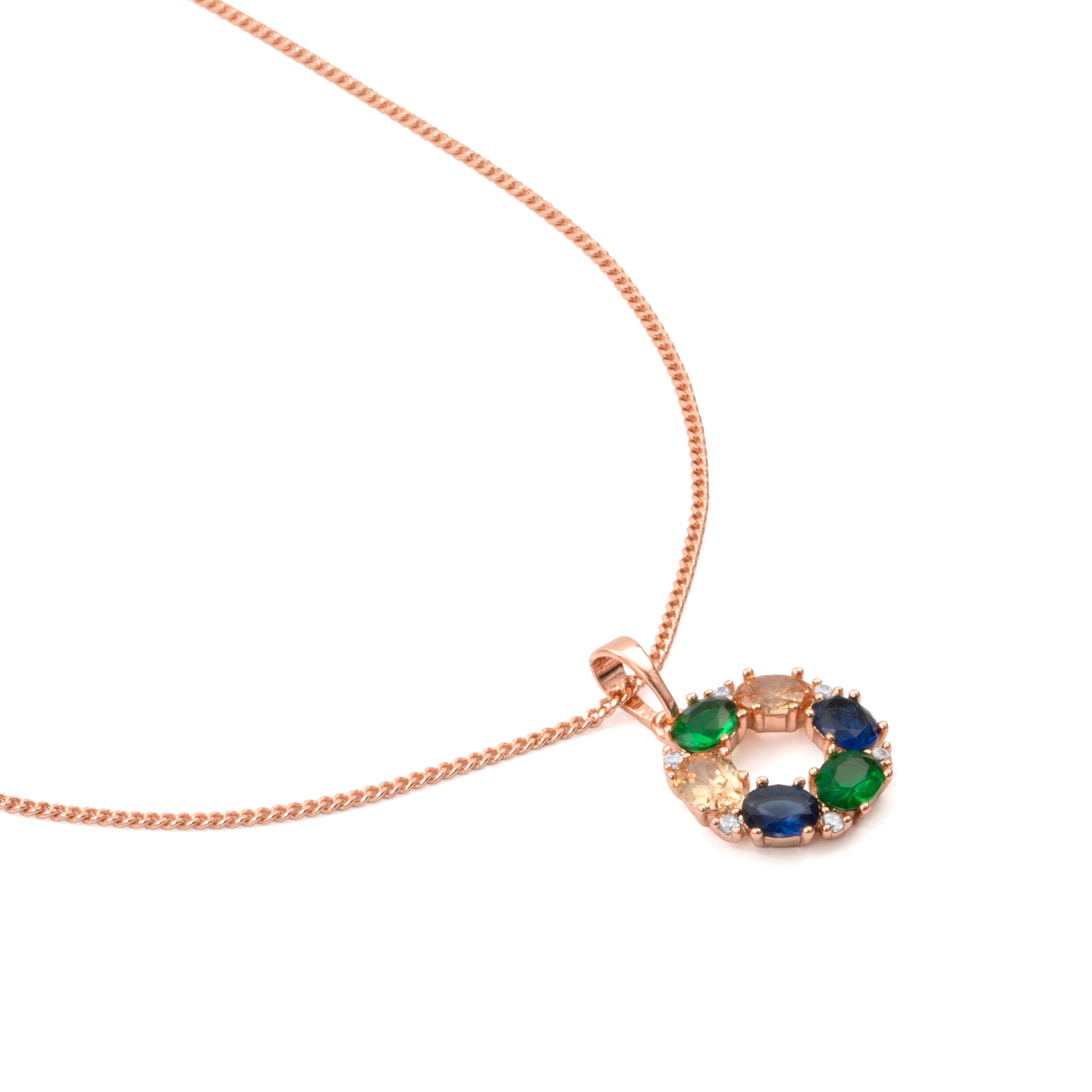 Collar de Circonita Multicolor acabado en oro rosa de 18k - Jafne