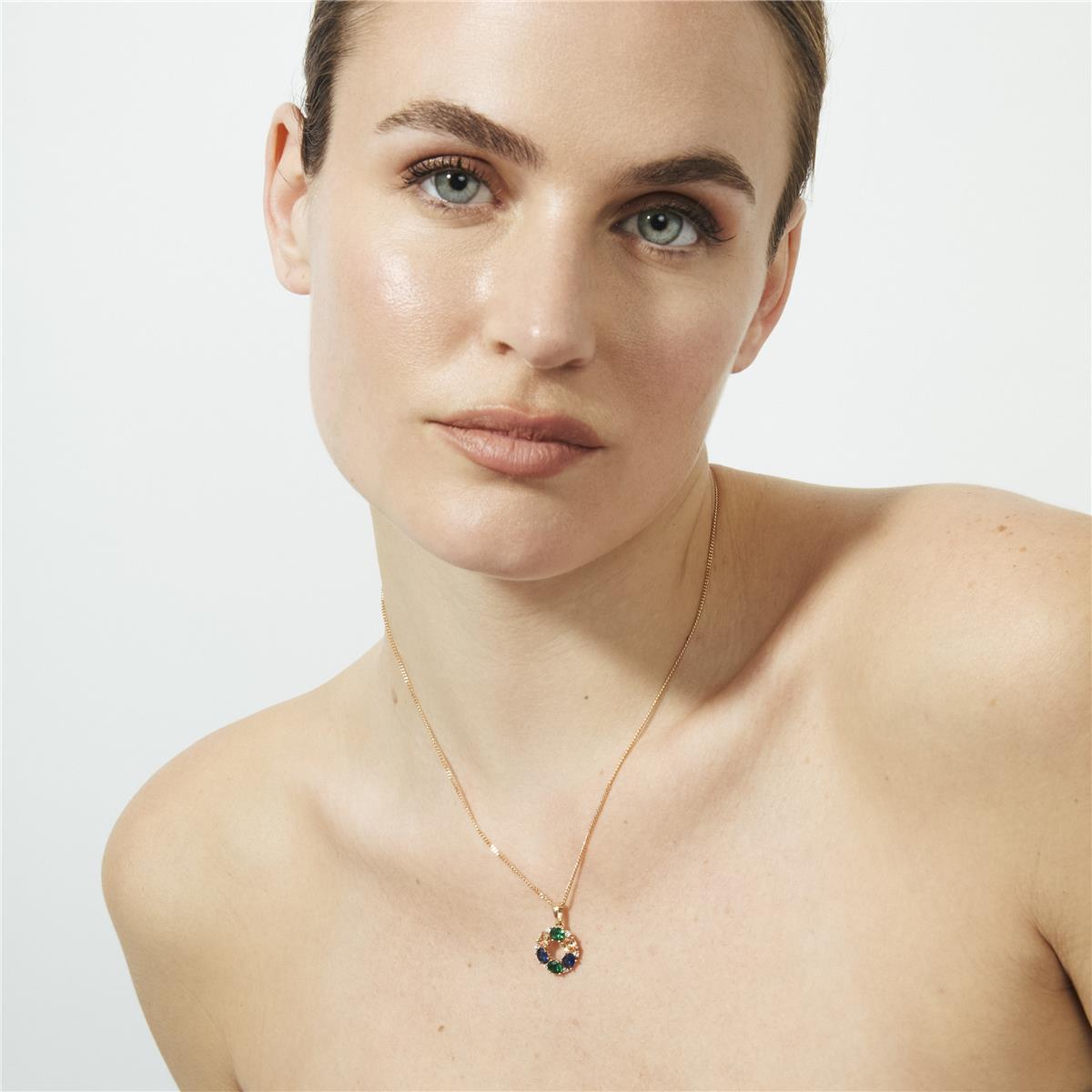 18k Rose Gold Plated Multicolor Zircon Necklace - Jafne