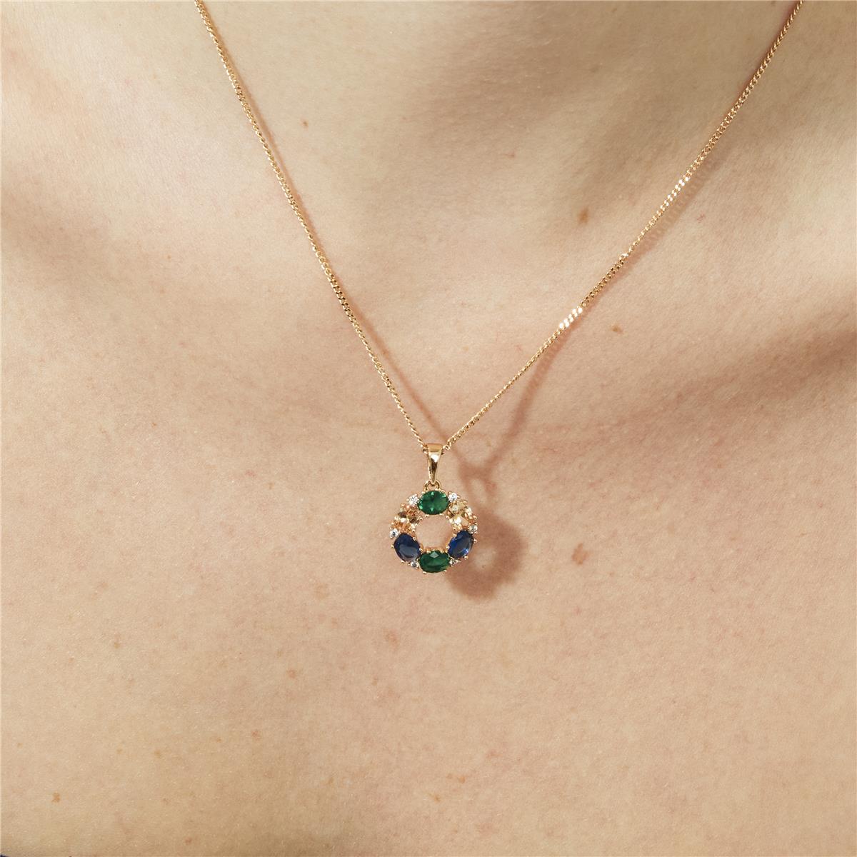 Collar de Circonita Multicolor acabado en oro rosa de 18k - Jafne