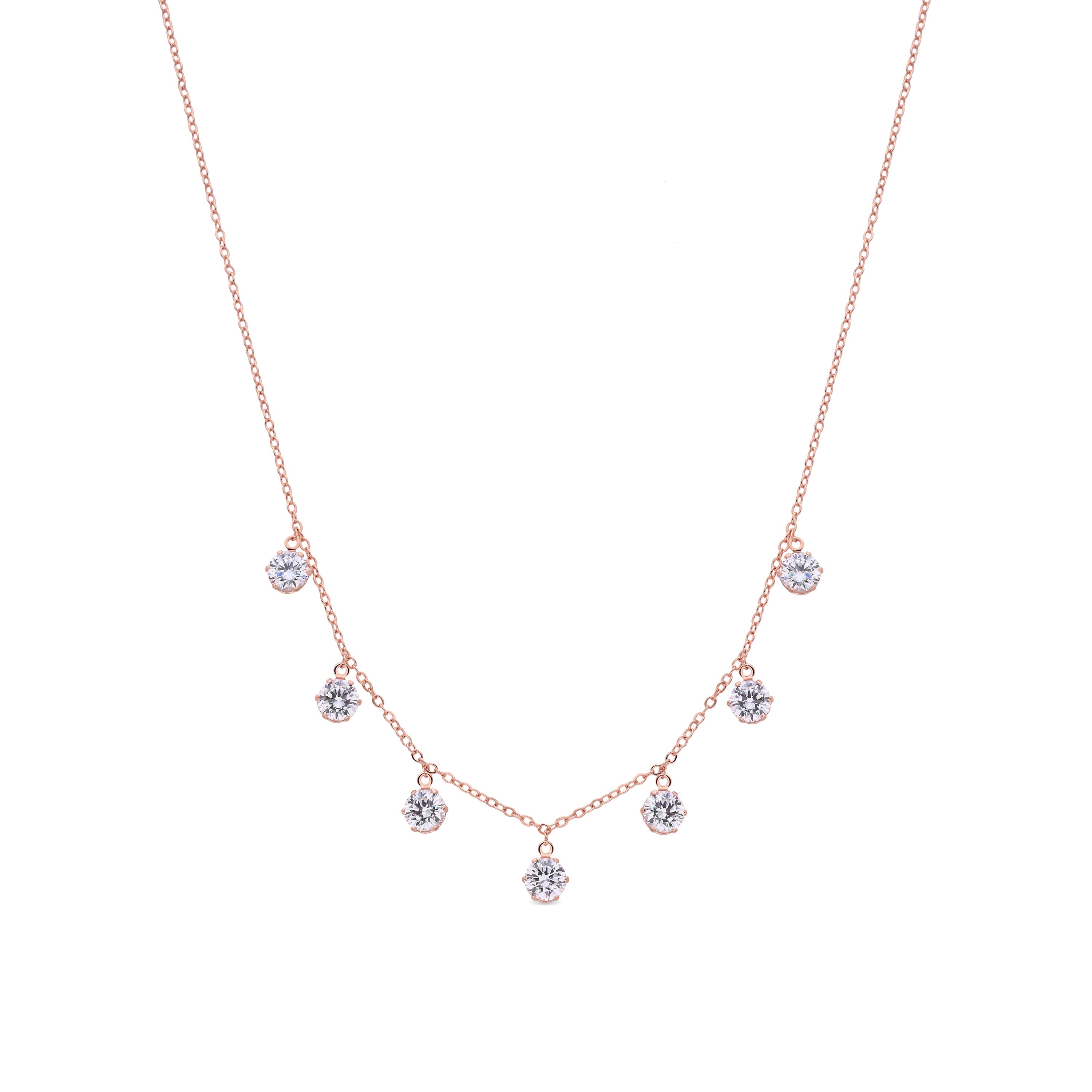 Collar de Circonita Brillante acabado en oro rosa de 18k - Coaro