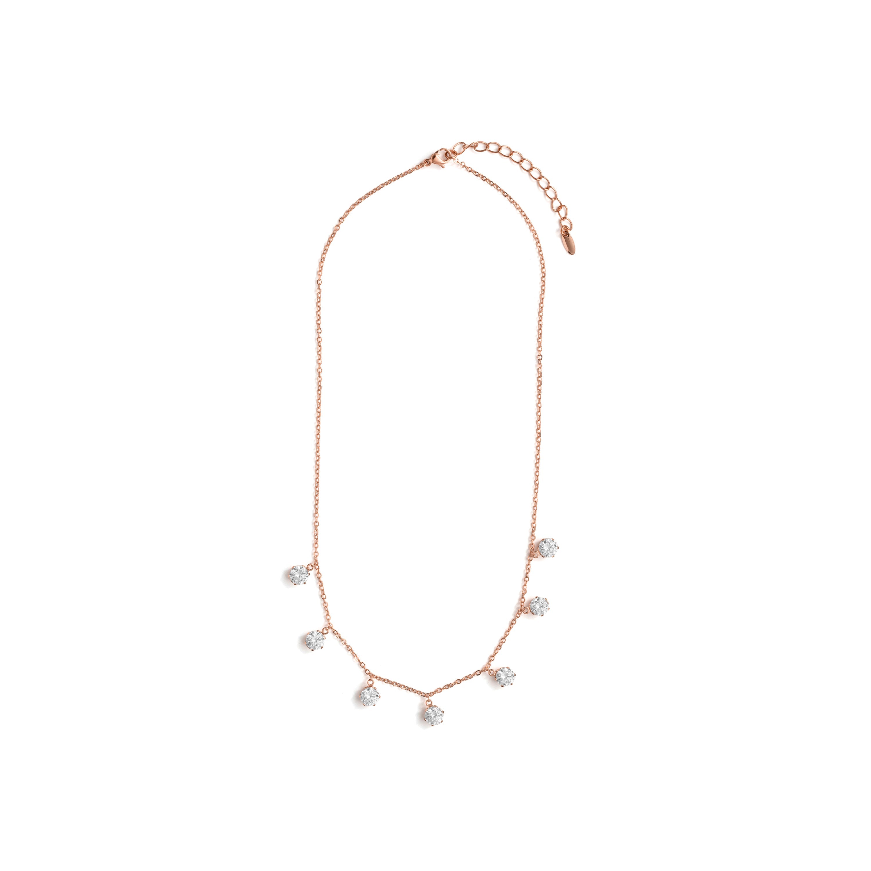 Collar de Circonita Brillante acabado en oro rosa de 18k - Coaro